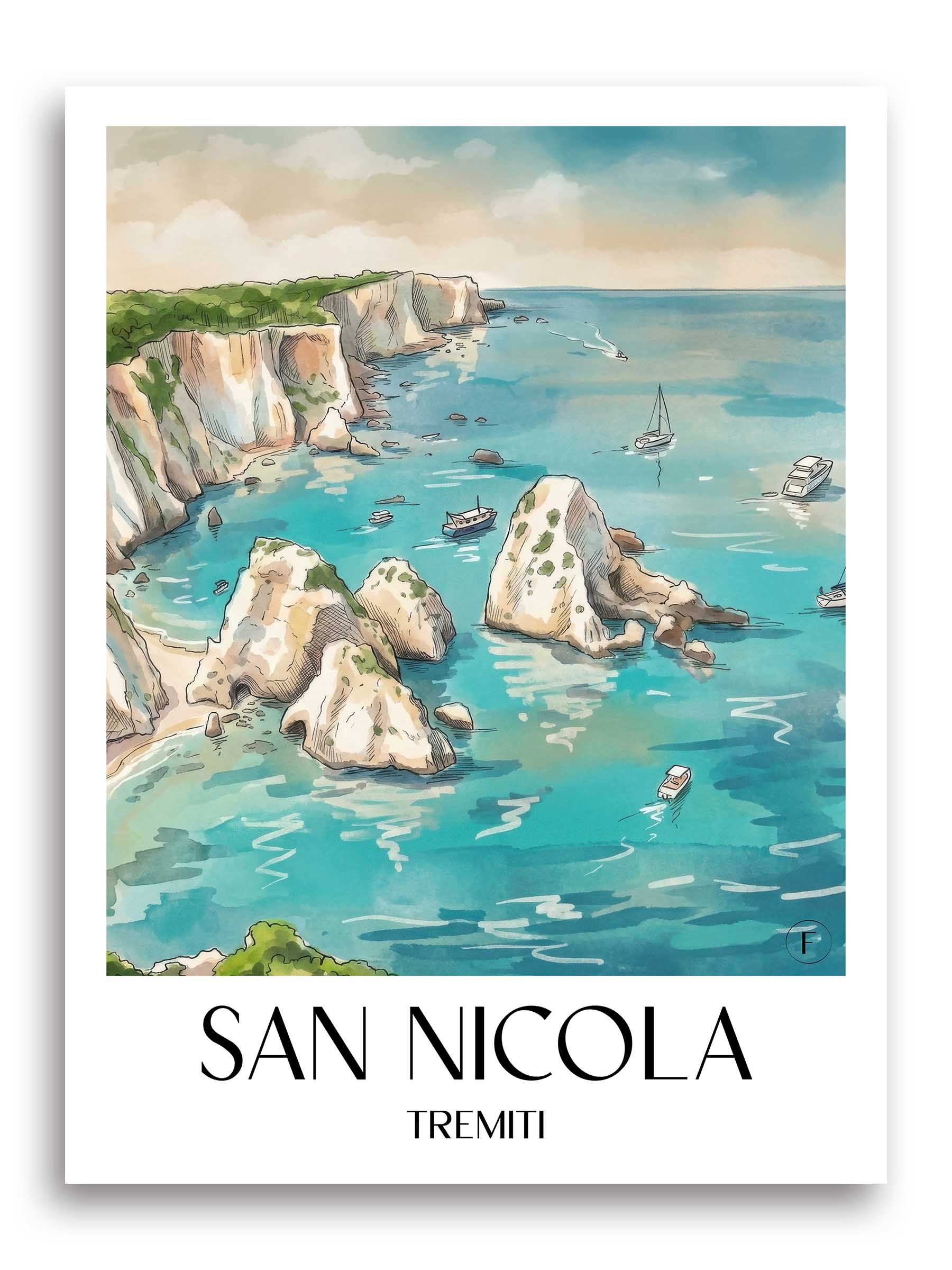san-nicola-tremiti-italien-poster-aquarell