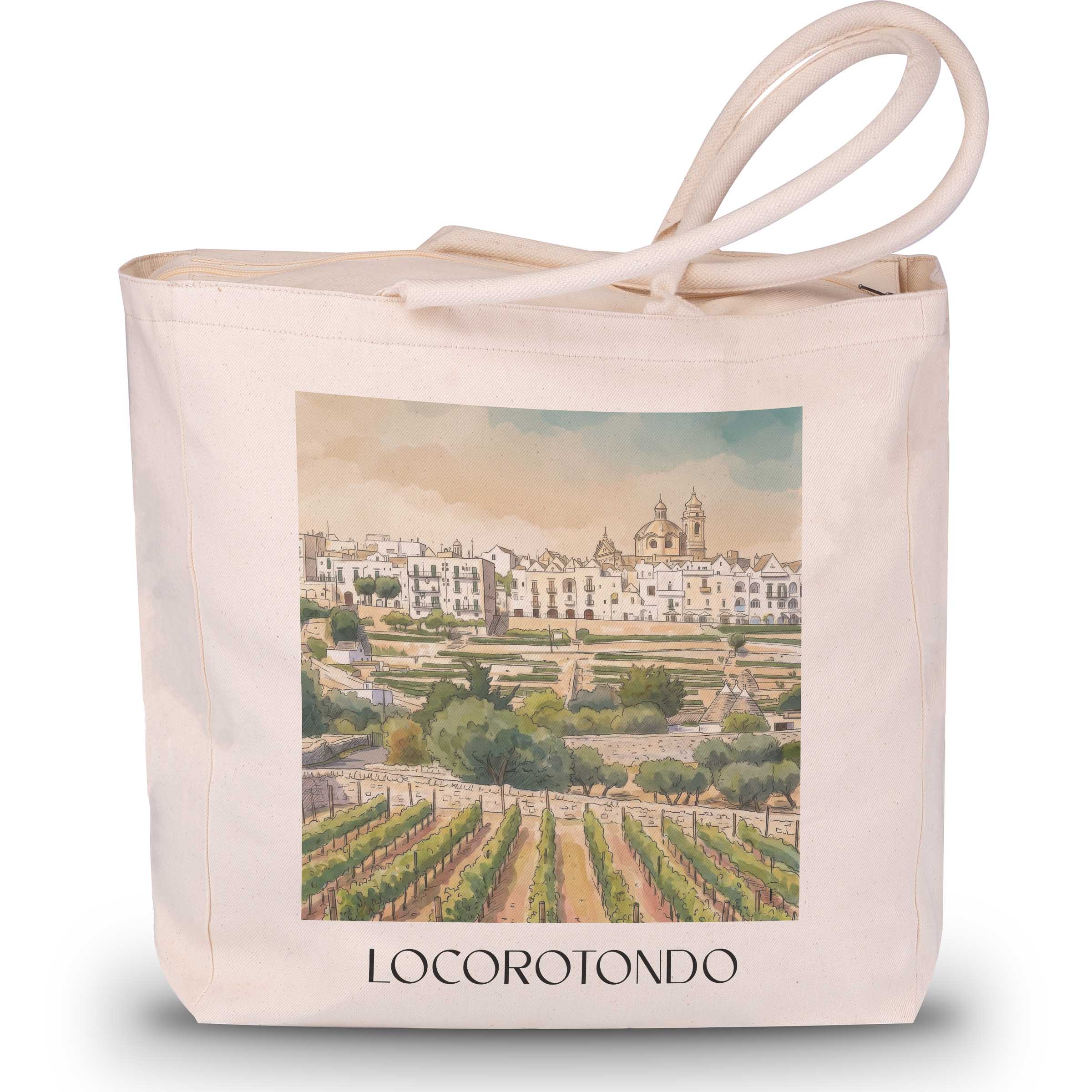 Locorotondo Shopping Tasche - Apulien - Italien Tote Bag - Einkaufstasche im Aquarell Stil