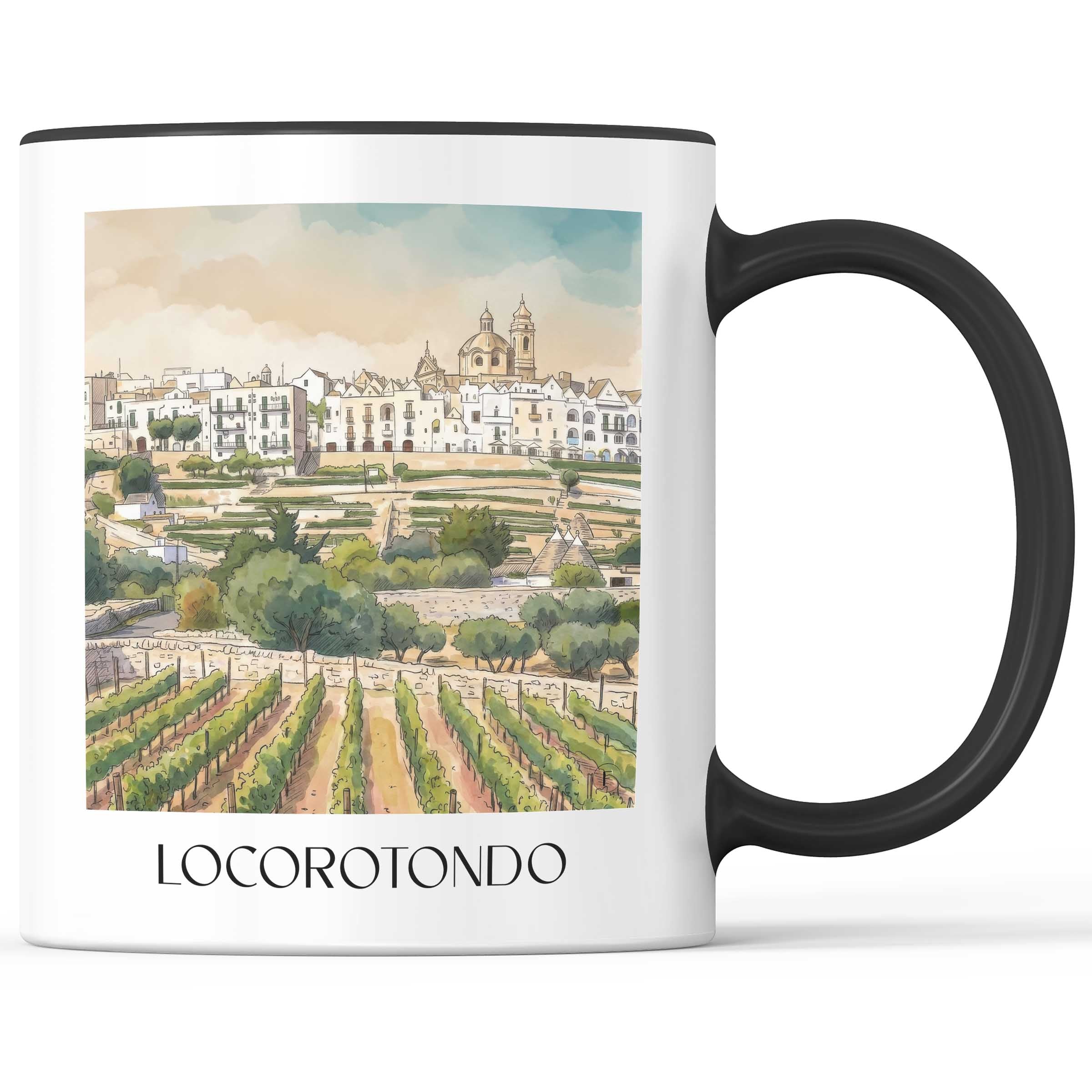 Locorotondo Kaffeebecher - Apulien - Italien Becher - Kaffeetasse im Aquarell Stil