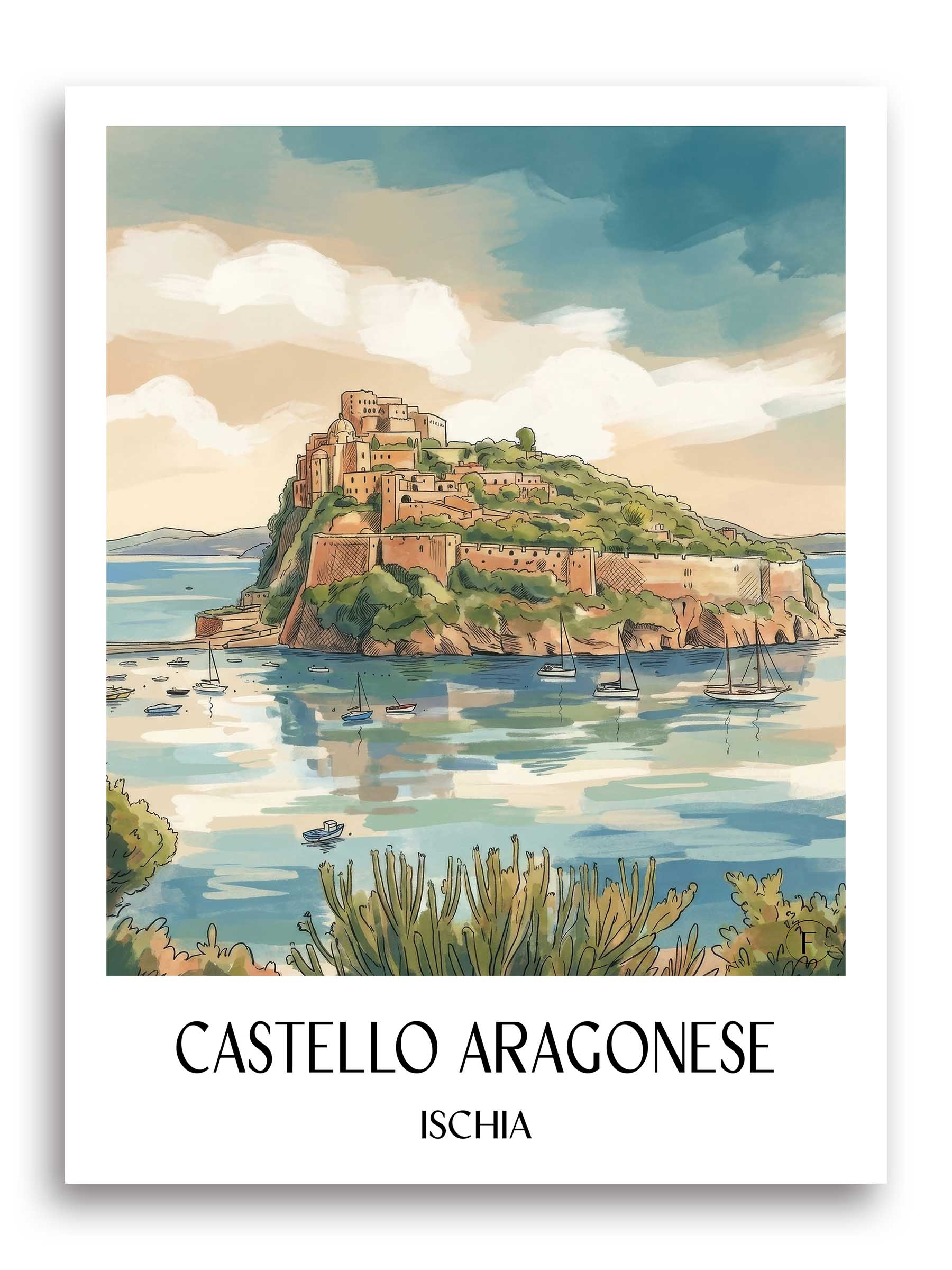castello-aragonese-ischia-italien-poster-aquarell