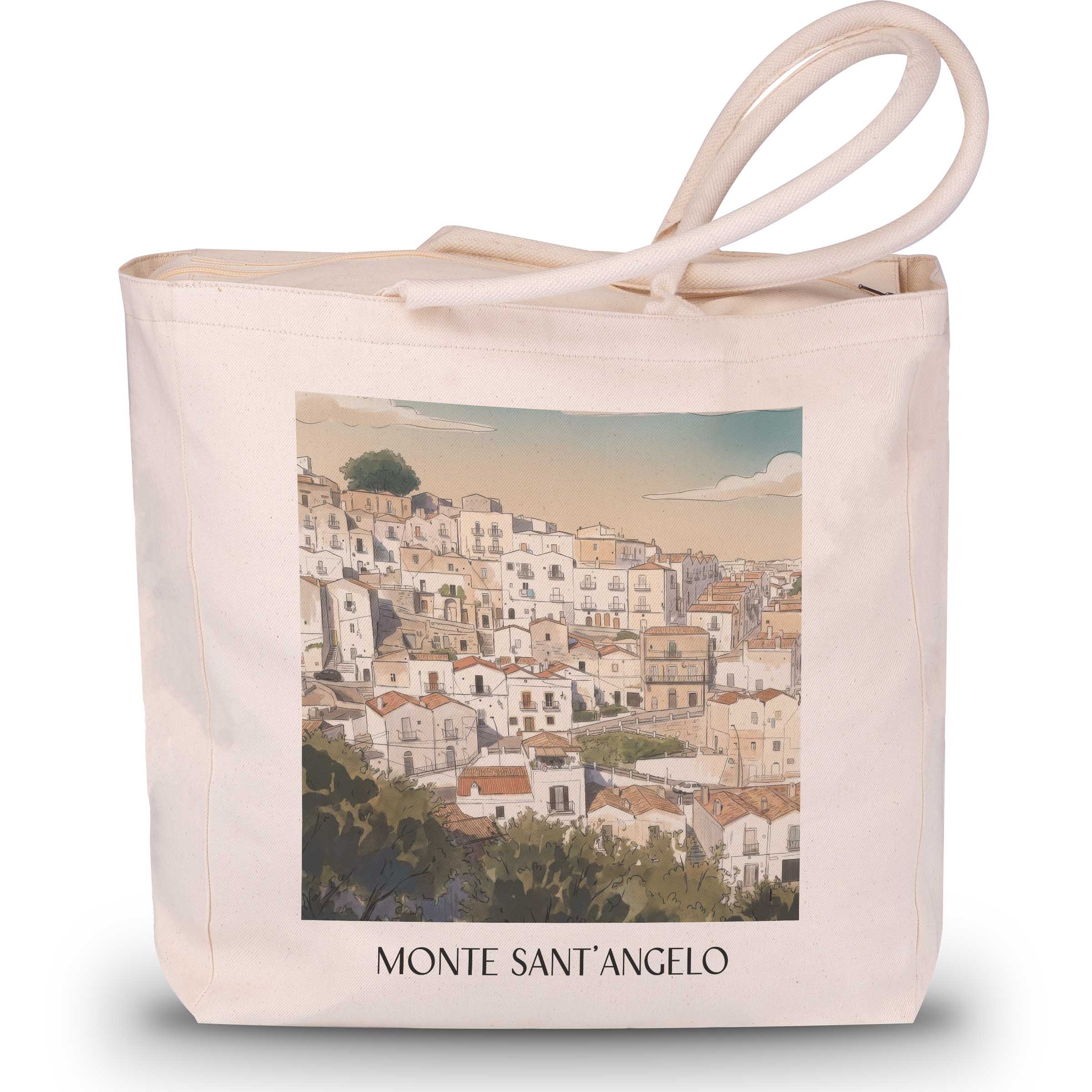 monte-sant´angelo-apulien-italien-einkaufstasche-aquarell