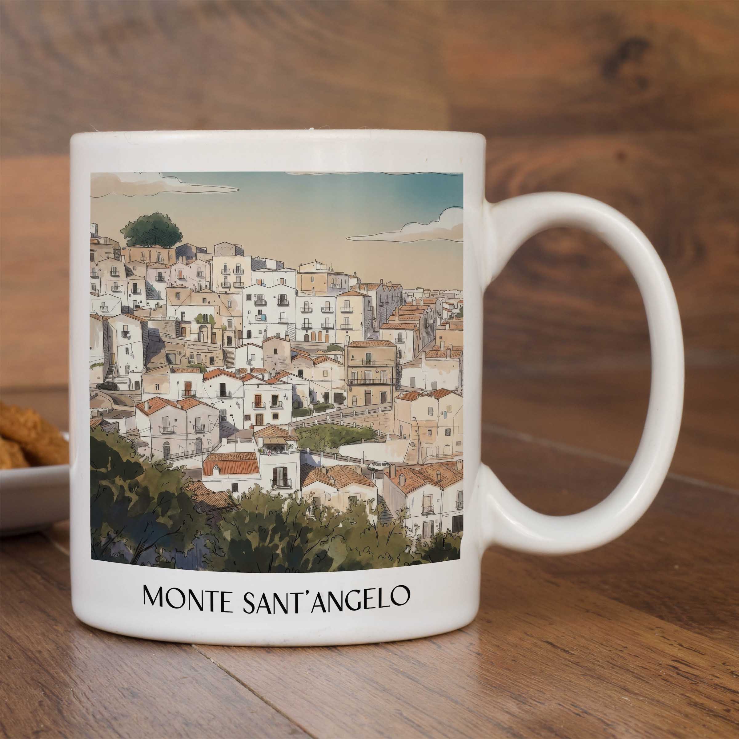 monte-sant´angelo-apulien-italien-kaffeebecher-aquarell
