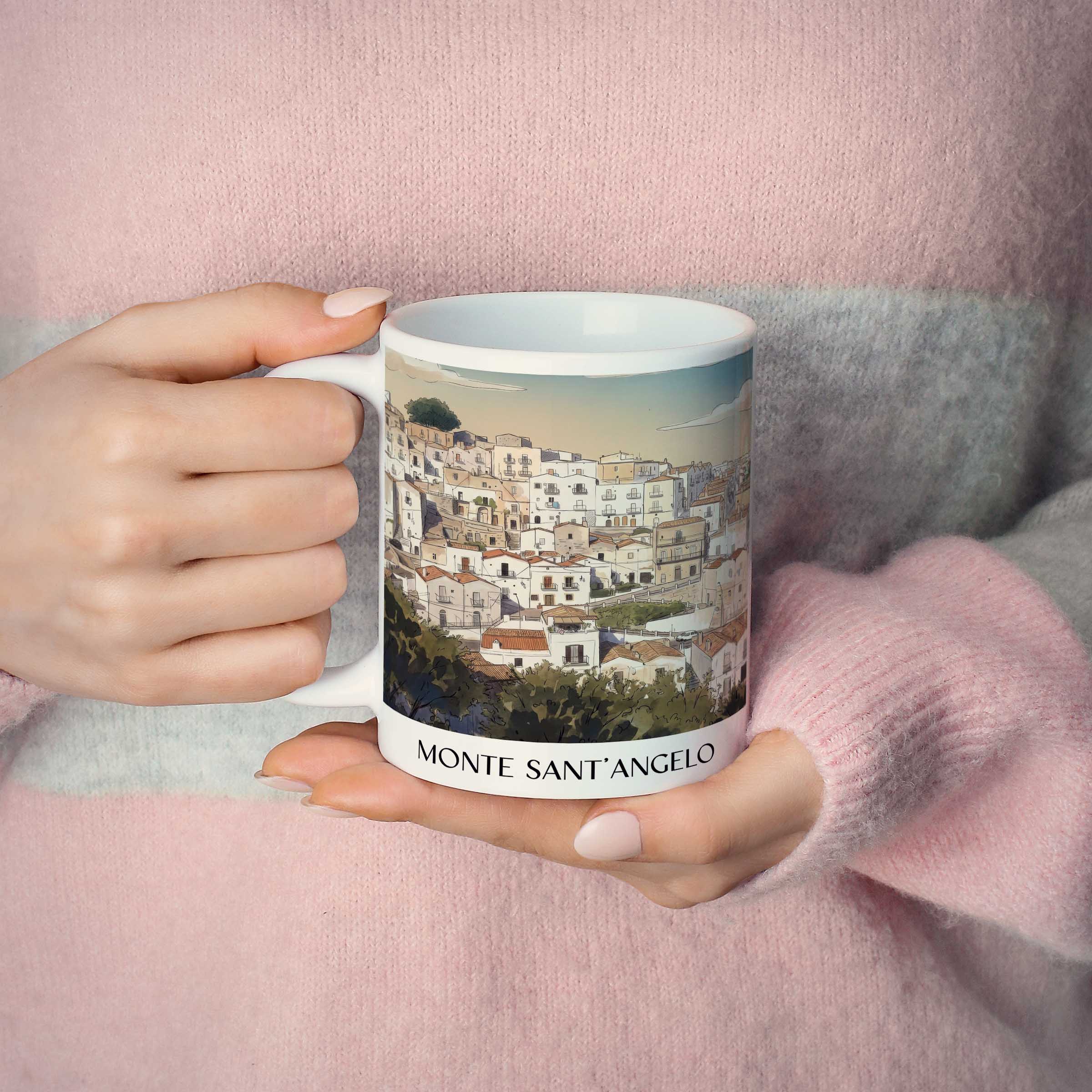 monte-sant´angelo-apulien-italien-kaffeebecher-aquarell