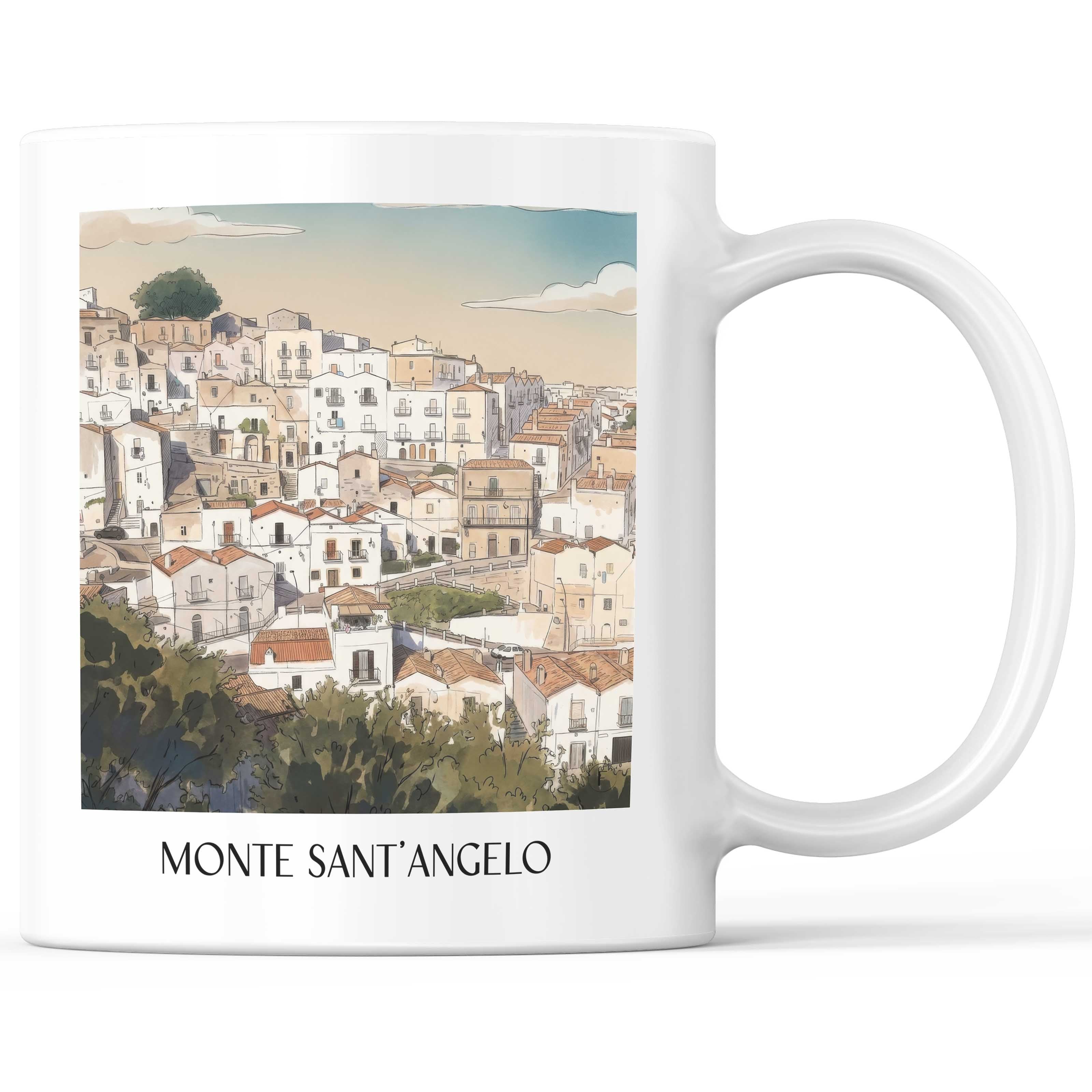monte-sant´angelo-apulien-italien-kaffeebecher-aquarell
