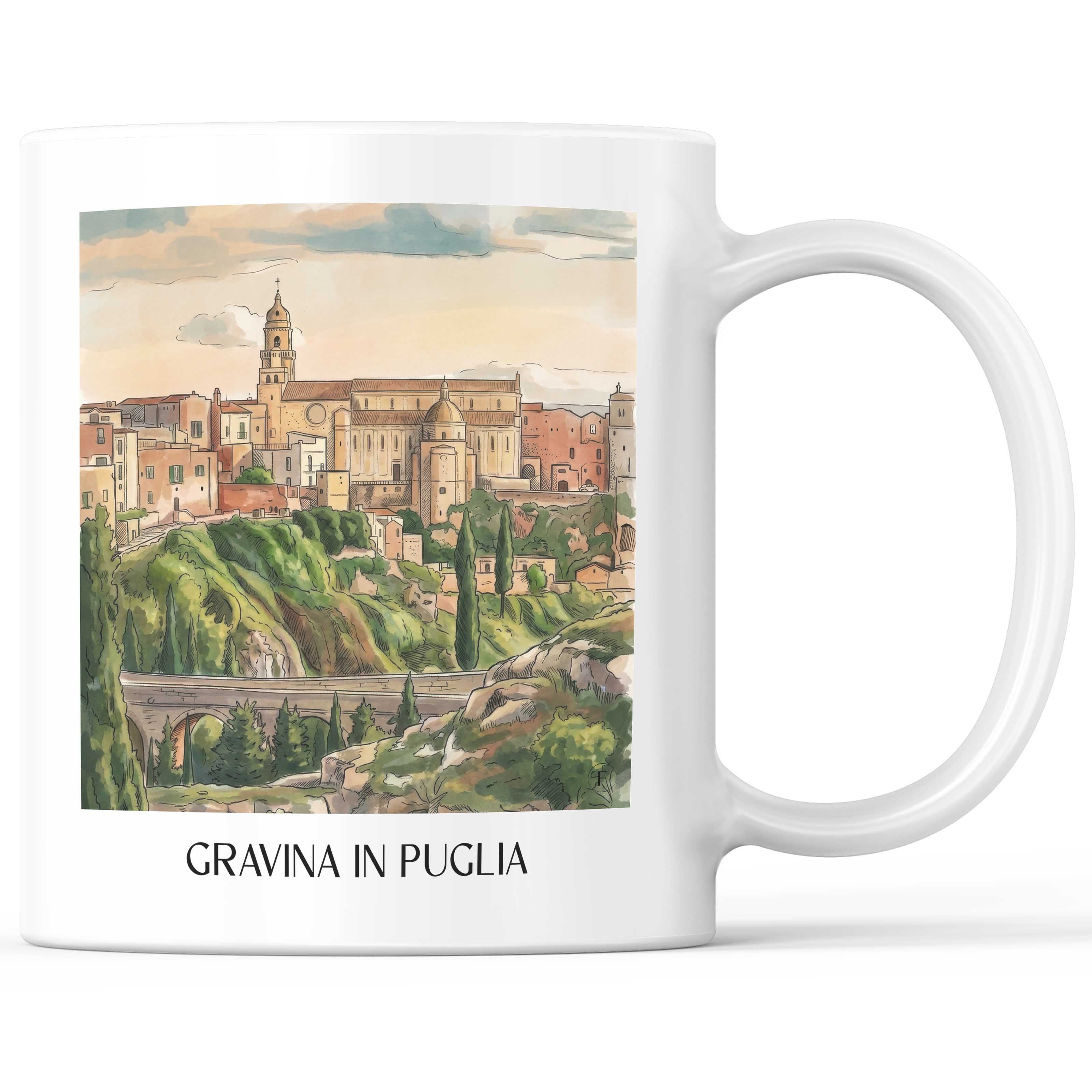 Gravina in Puglia Kaffeebecher - Bari - Italien Becher - Kaffeetasse im Aquarell Stil
