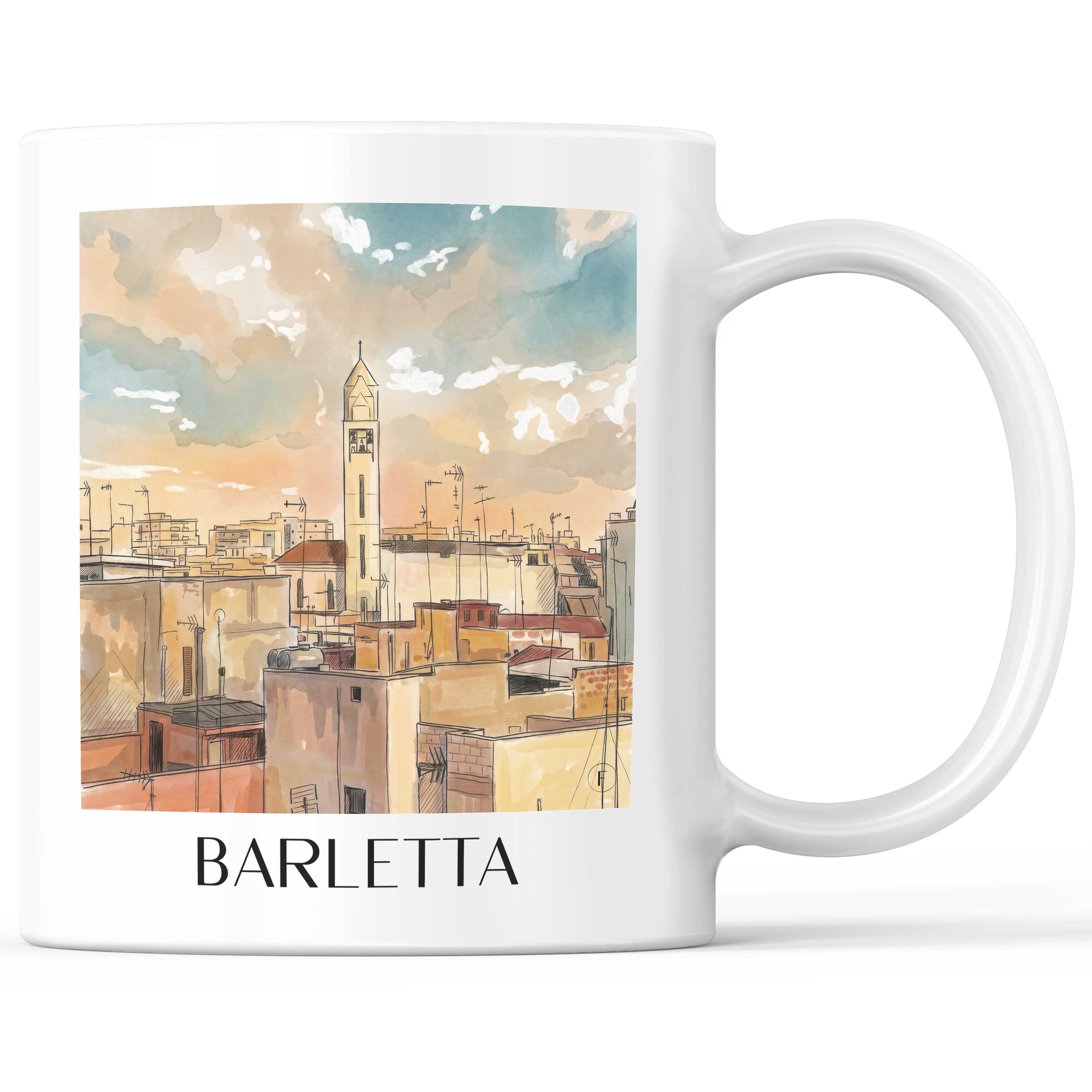 Barletta Kaffeebecher - Apulien - Italien Becher - Kaffeetasse im Aquarell Stil