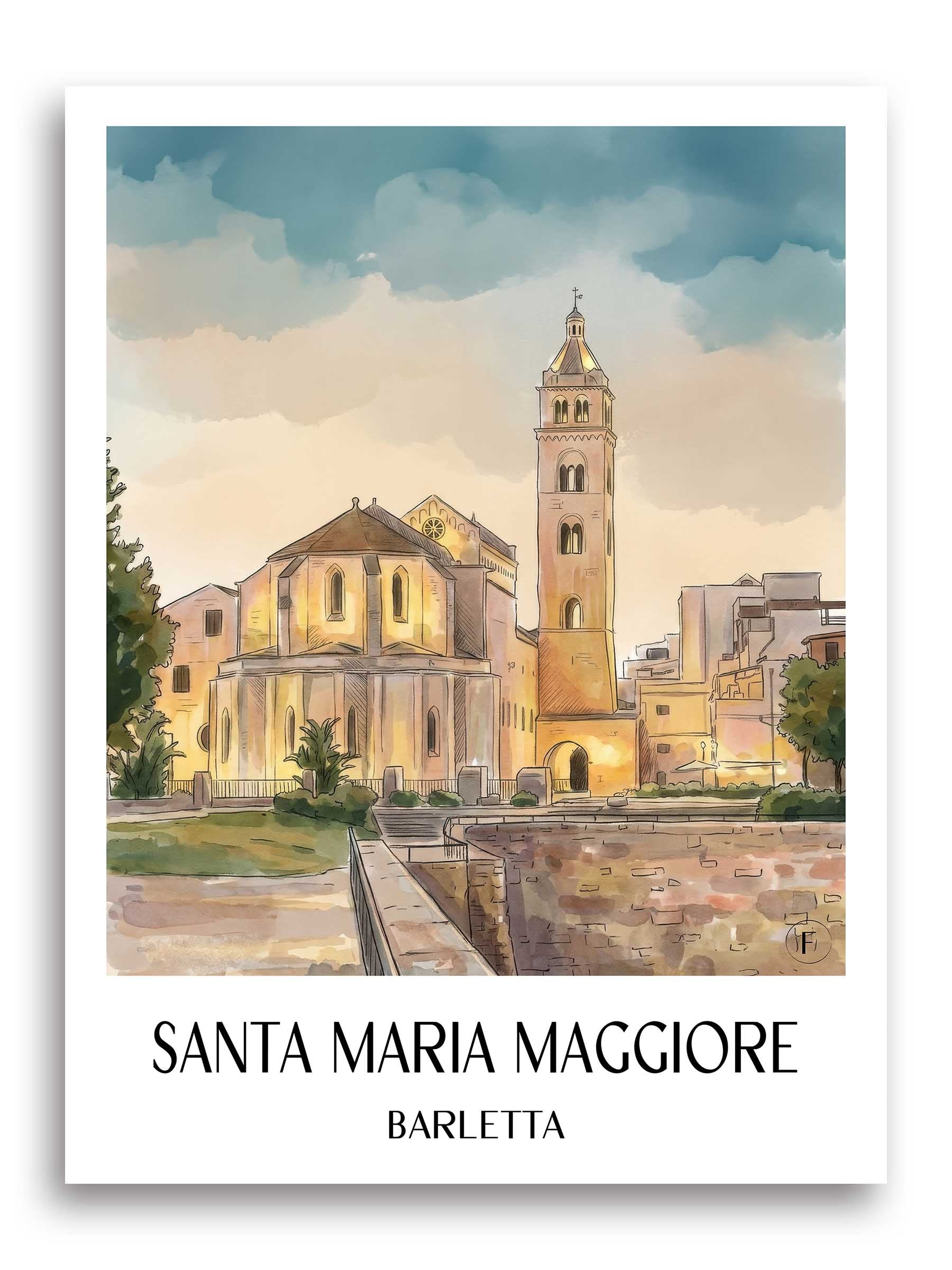santa-maria-maggiore-barletta-italien-poster-aquarell