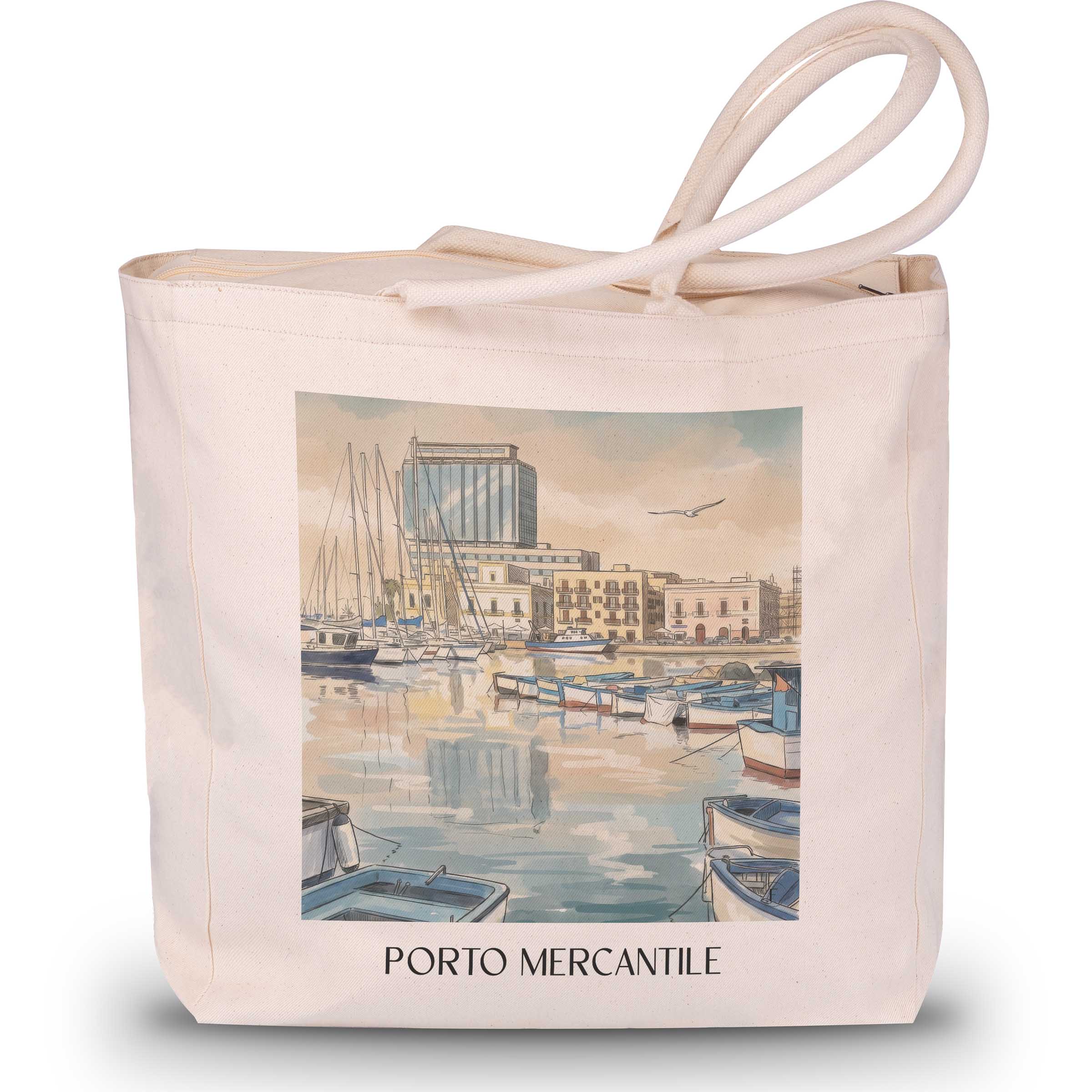 porto-mercantile-gallipoli-italien-einkaufstasche-aquarell