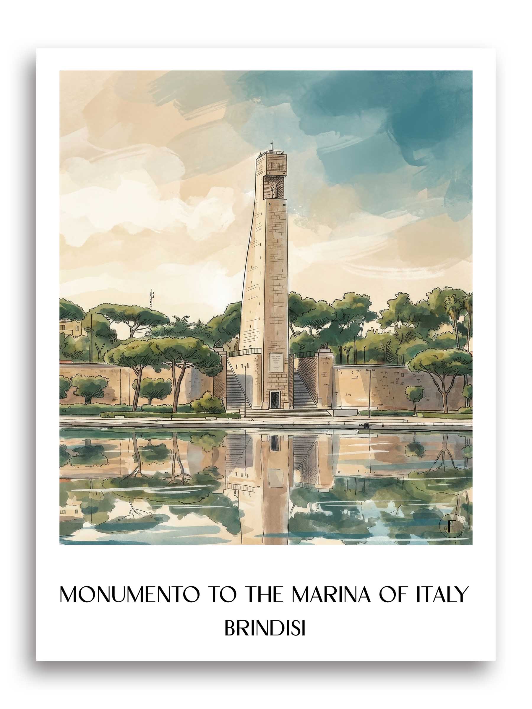 Monumento al Marinaio d´Italia Poster - Brindisi - Italien Kunstdruck - Aquarell von A4 bis A1