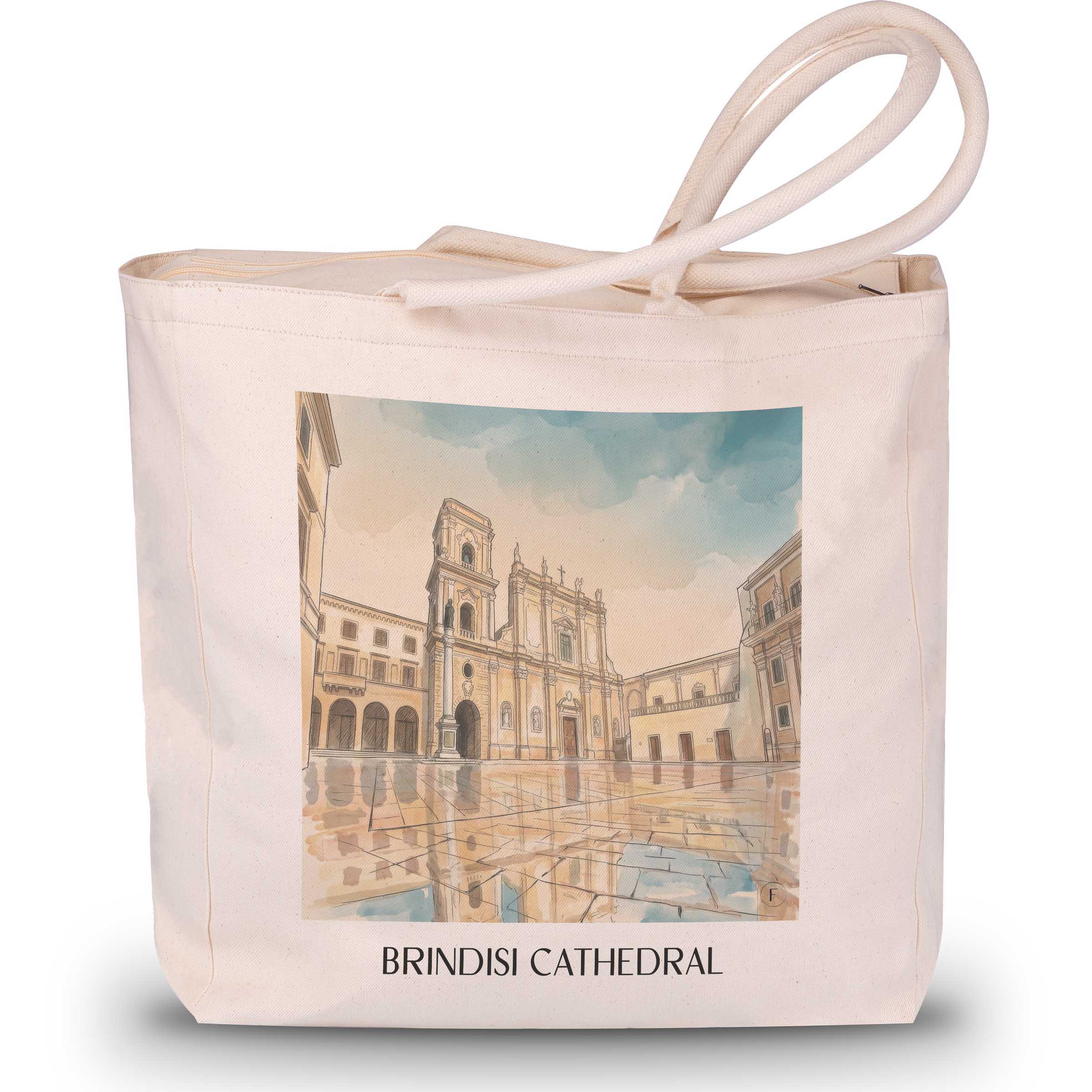 Kathedrale von Brindisi Shopping Tasche - Apulien - Italien Tote Bag - Einkaufstasche im Aquarell Stil