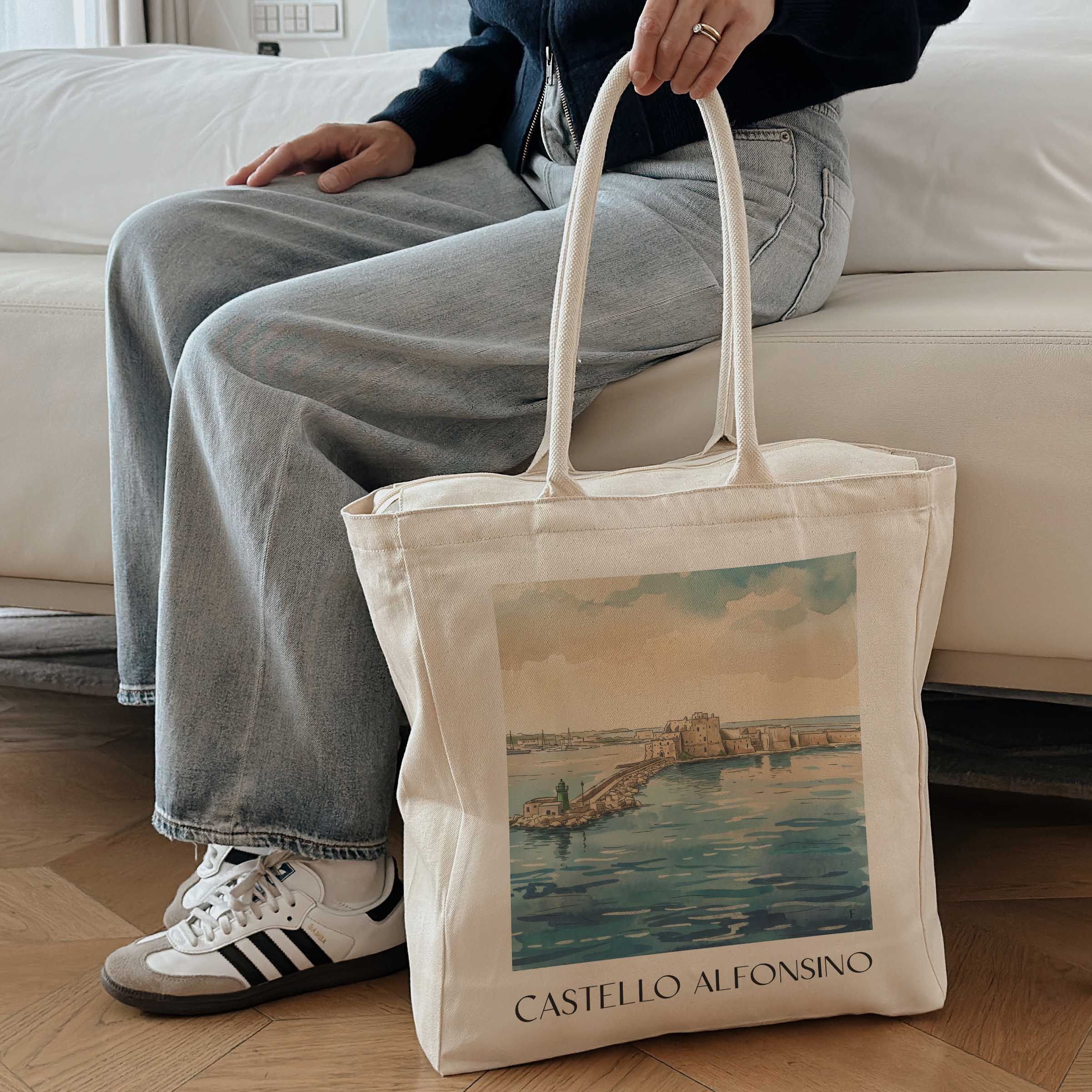 castello-alfonsino-brindisi-italien-einkaufstasche-aquarell