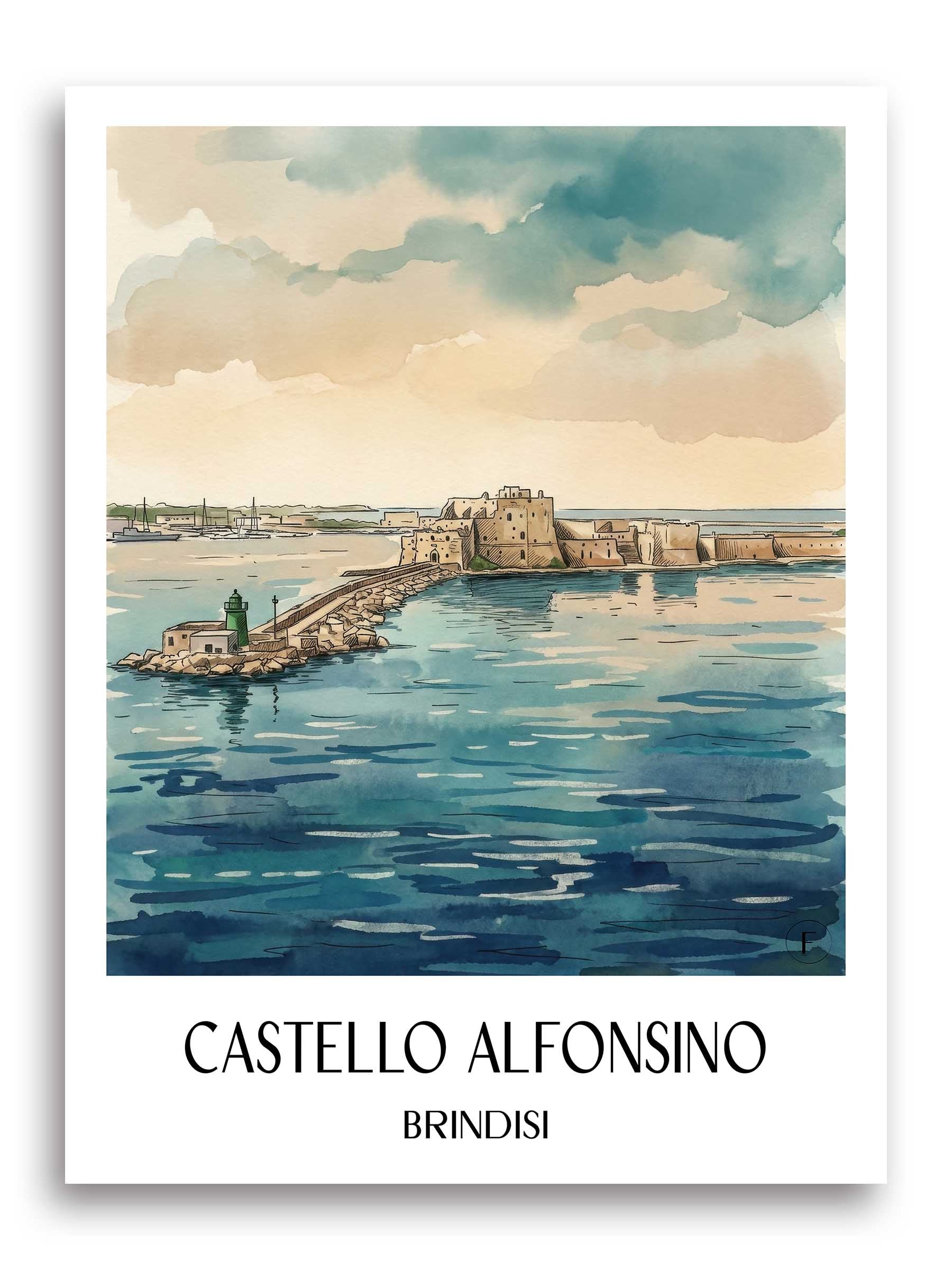 castello-alfonsino-brindisi-italien-poster-aquarell