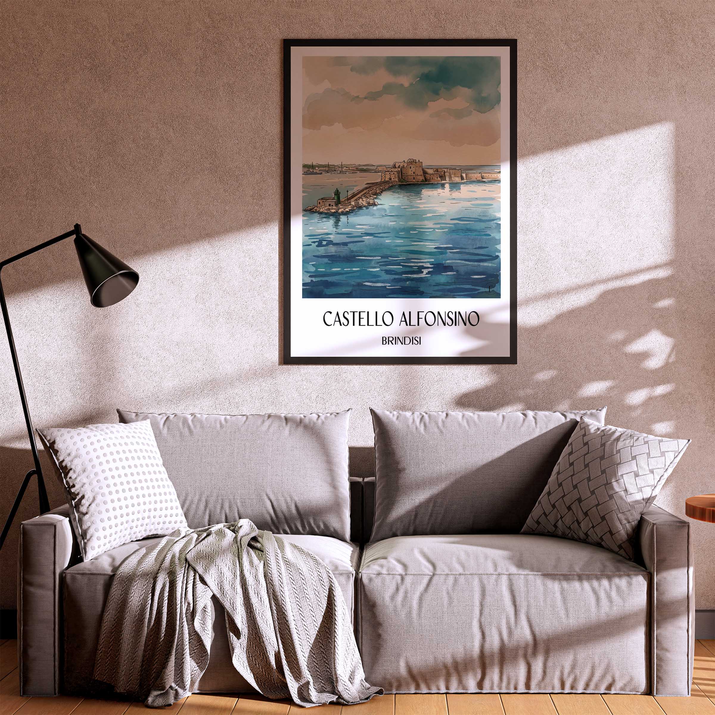 castello-alfonsino-brindisi-italien-poster-aquarell