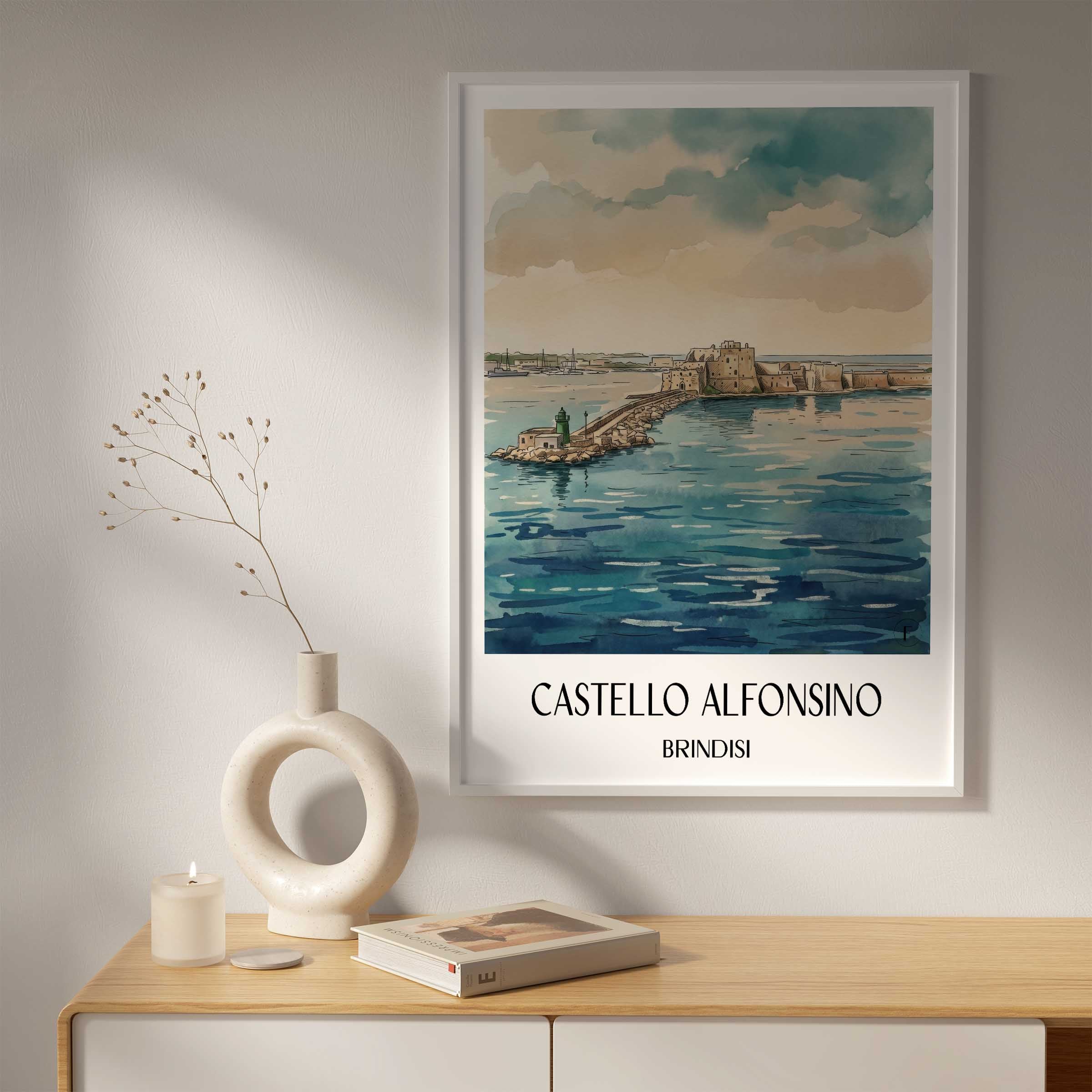castello-alfonsino-brindisi-italien-poster-aquarell
