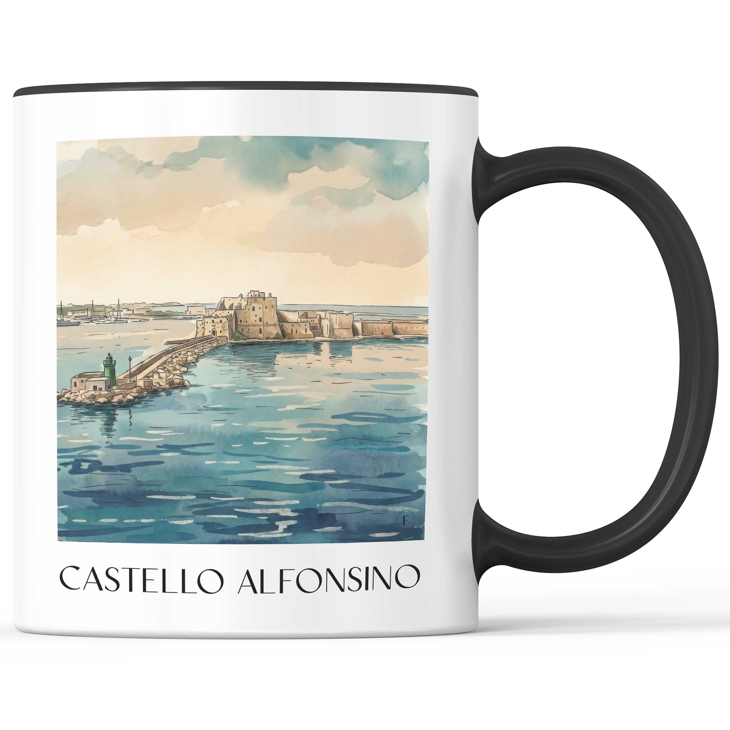 Castello Alfonsino Kaffeebecher - Brindisi - Italien Becher - Kaffeetasse im Aquarell Stil