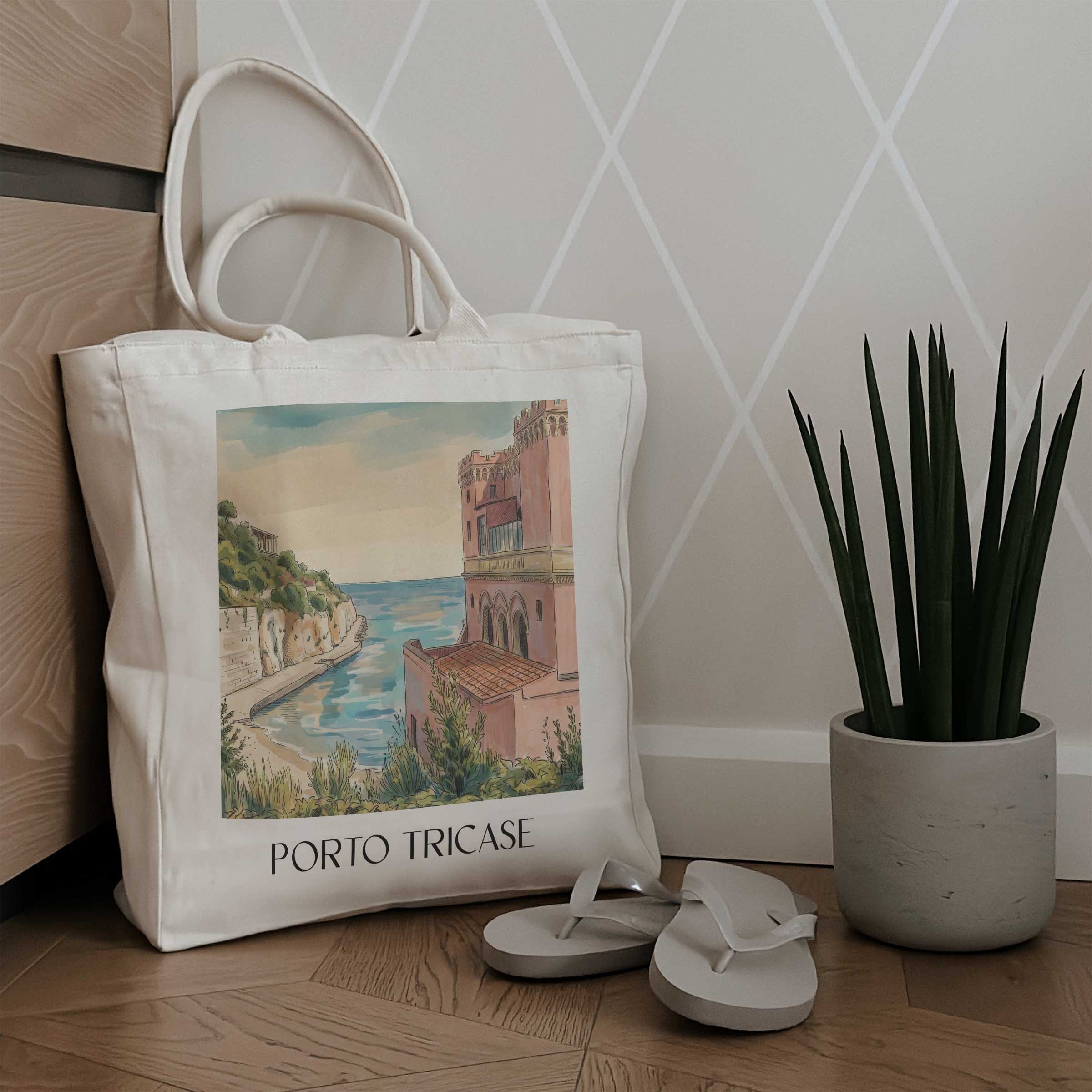 porto-tricase-apulien-italien-einkaufstasche-aquarell