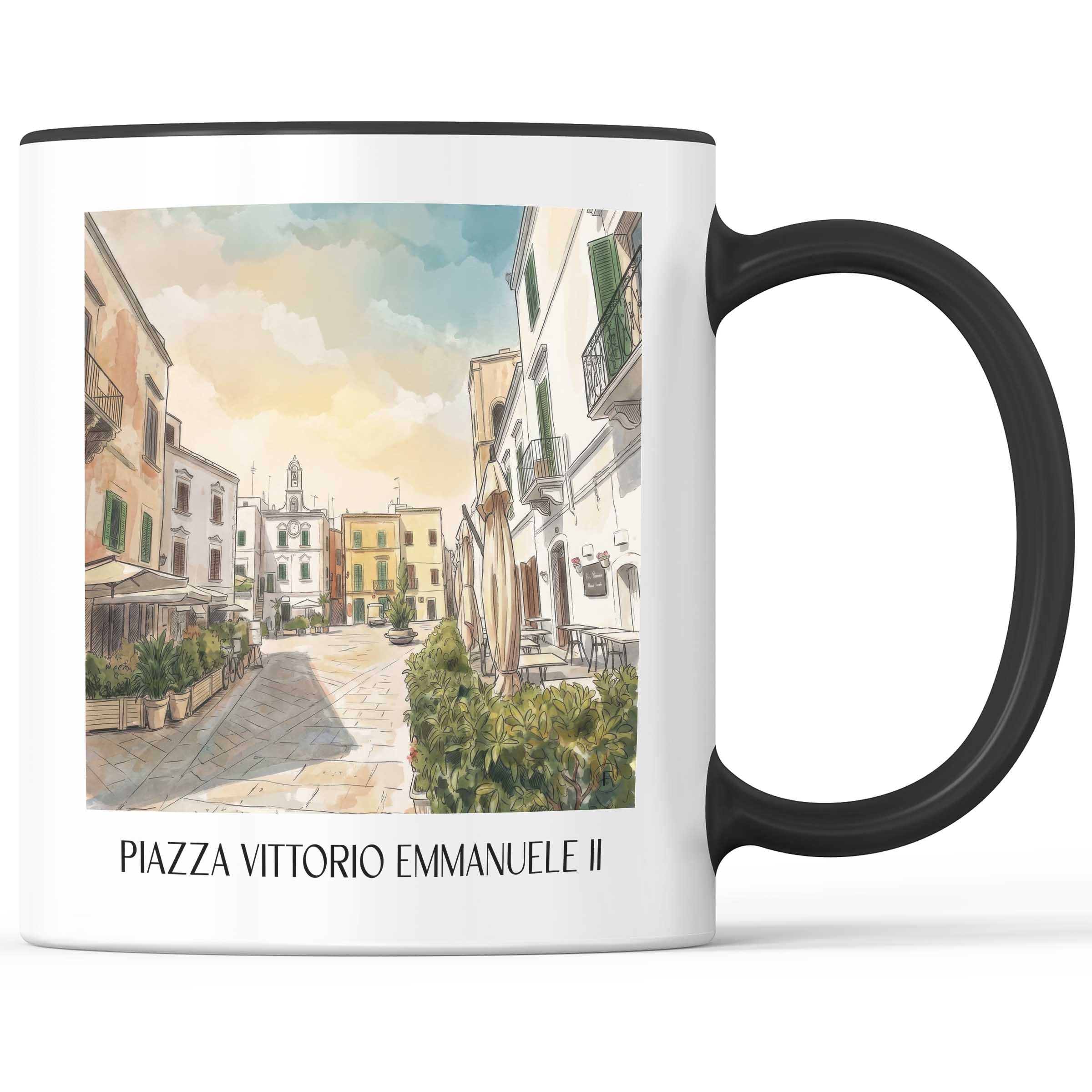 piazza-vittorio-emmanuele-ii-polignano-a-mare-italien-kaffeebecher-aquarell