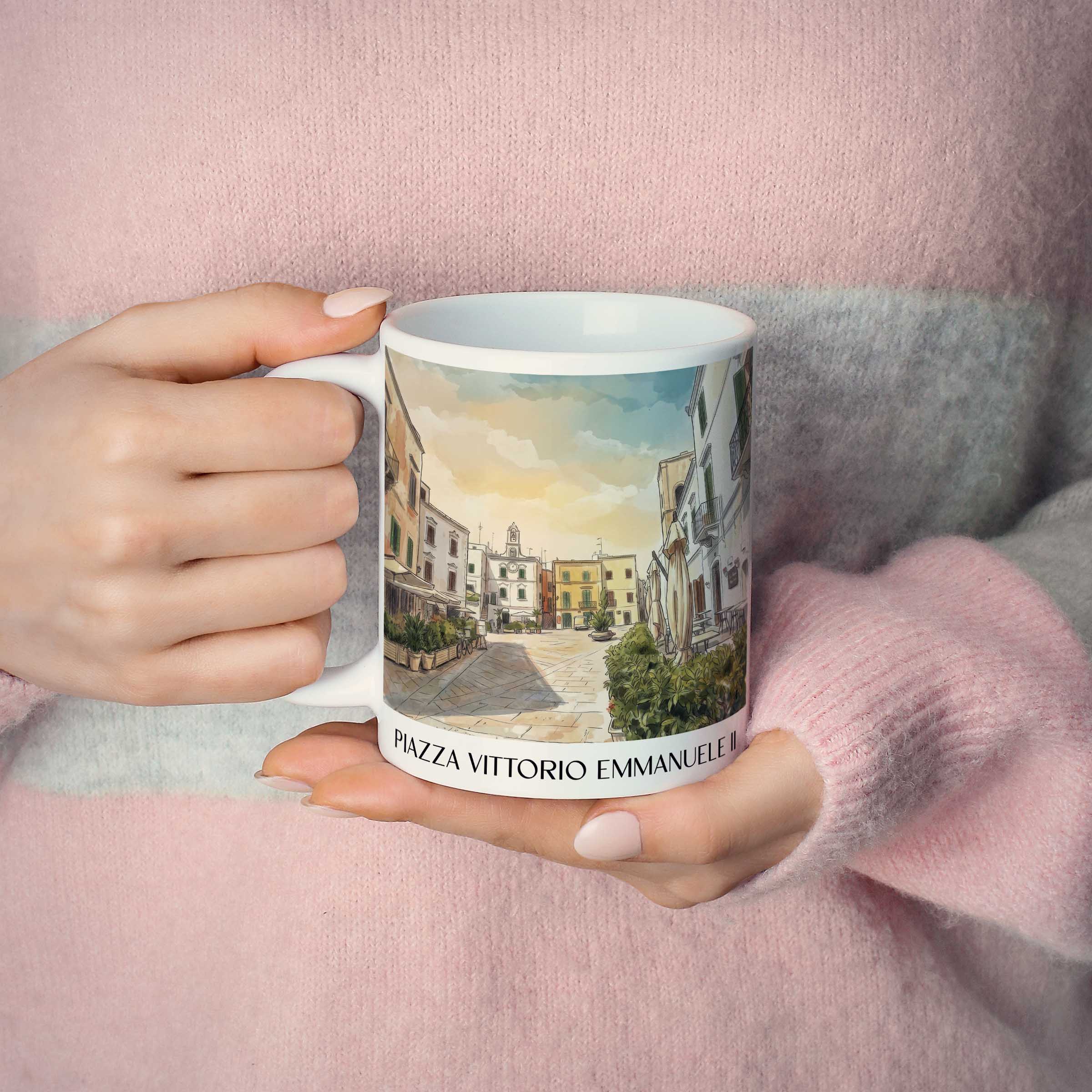 piazza-vittorio-emmanuele-ii-polignano-a-mare-italien-kaffeebecher-aquarell