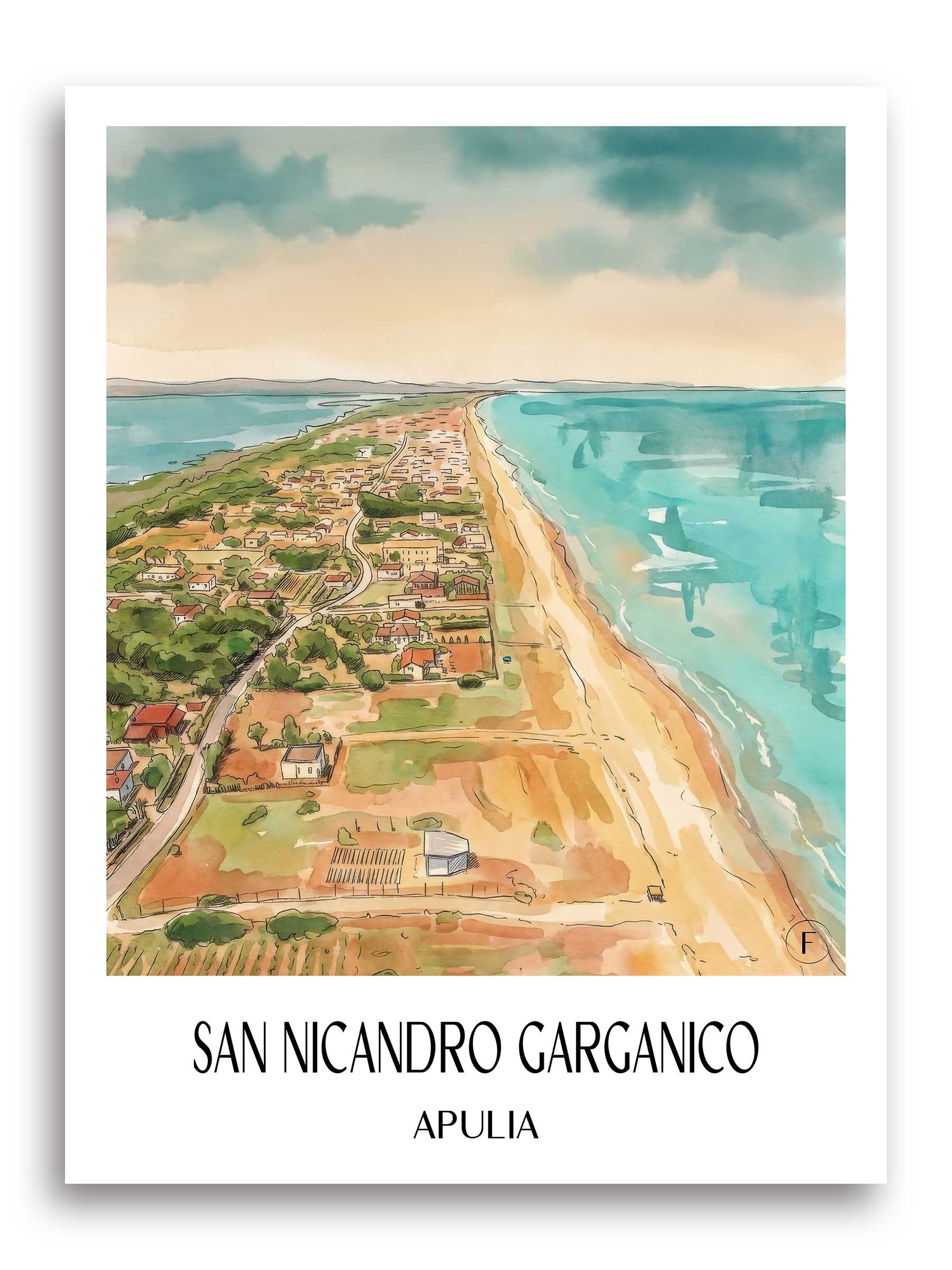 San Nicandro Garganico Poster - Apulien - Italien Kunstdruck - Aquarell von A4 bis A1