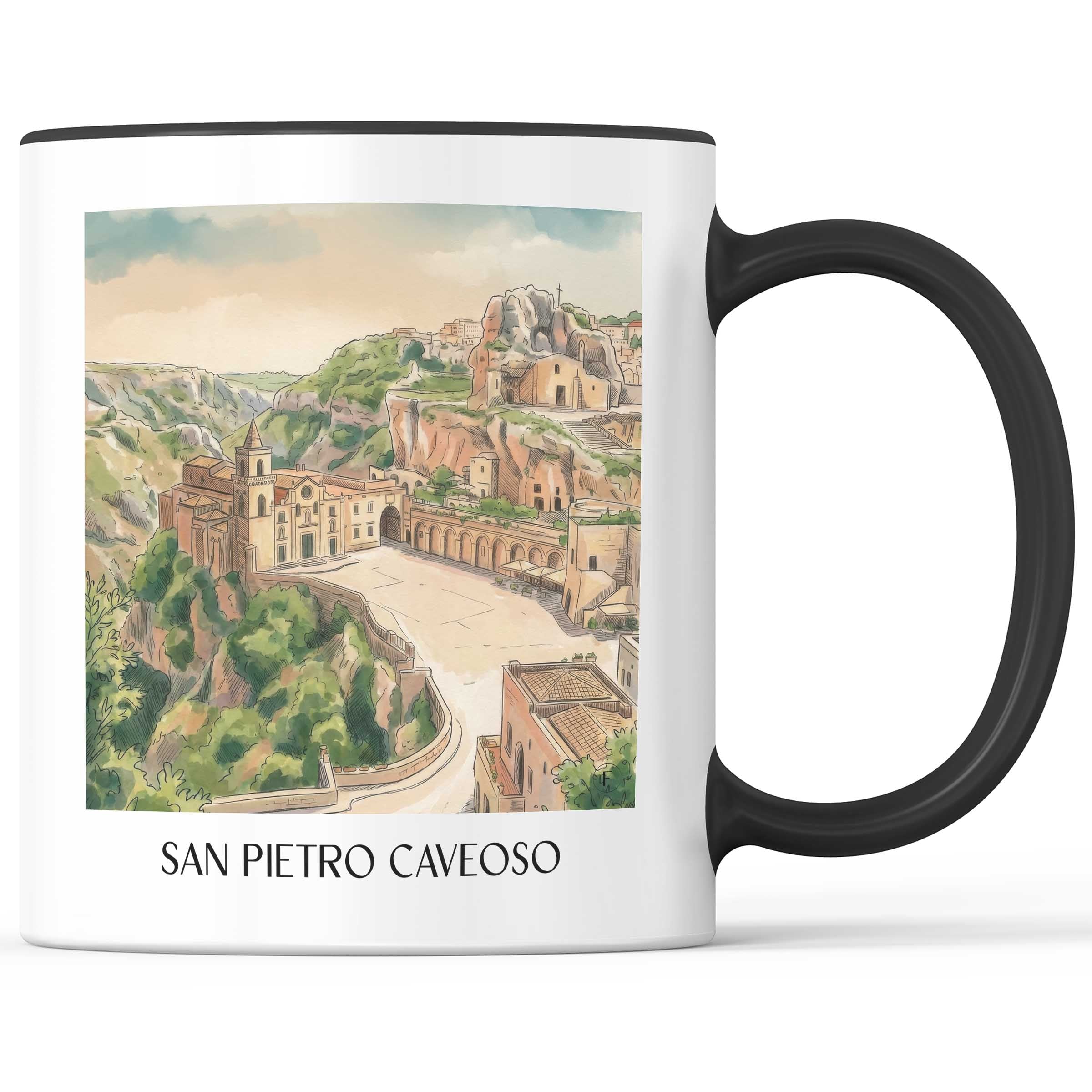 San Pietro Caveoso Kaffeebecher - Matera - Italien Becher - Kaffeetasse im Aquarell Stil