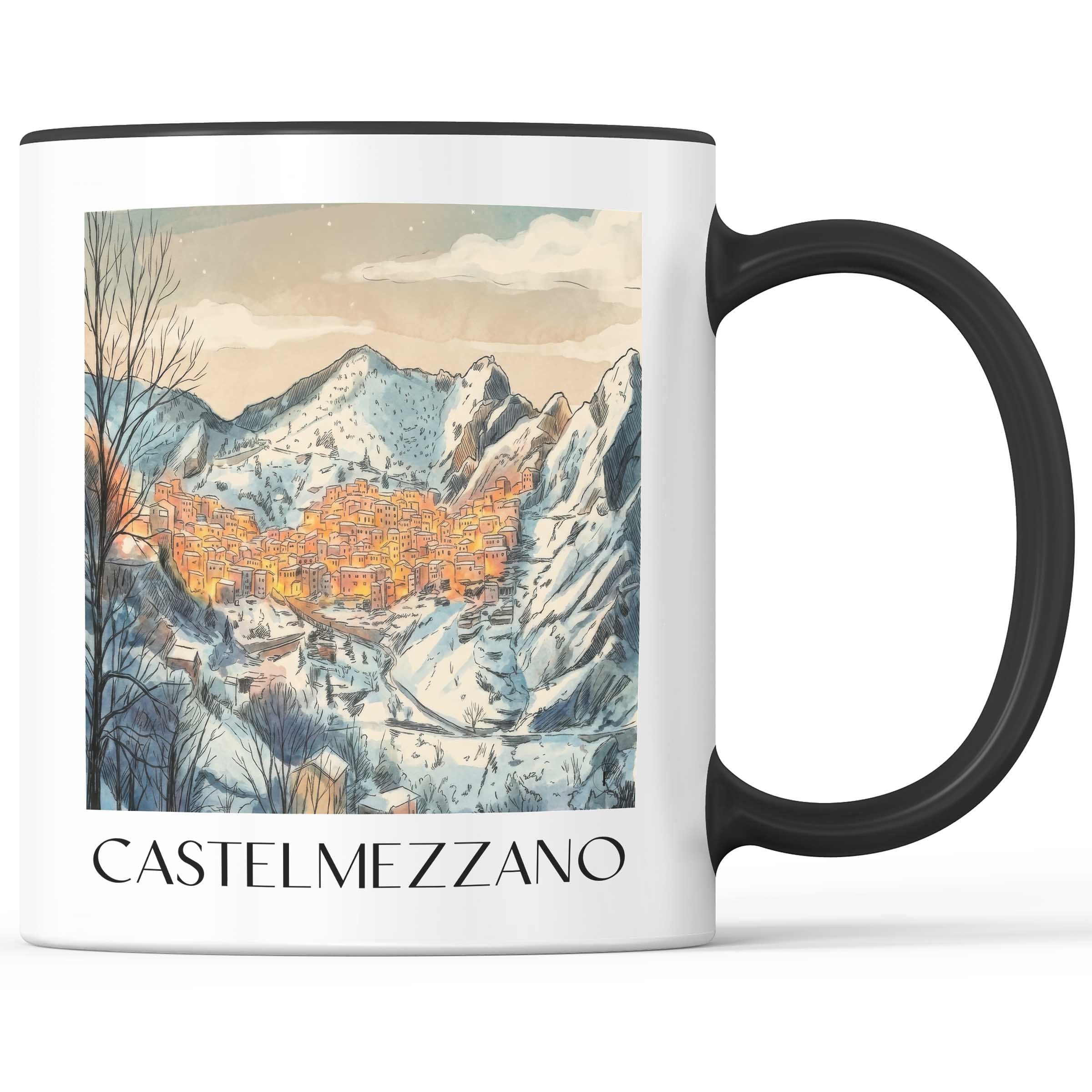 Castelmezzano Kaffeebecher - Basilikata - Italien Becher - Kaffeetasse im Aquarell Stil