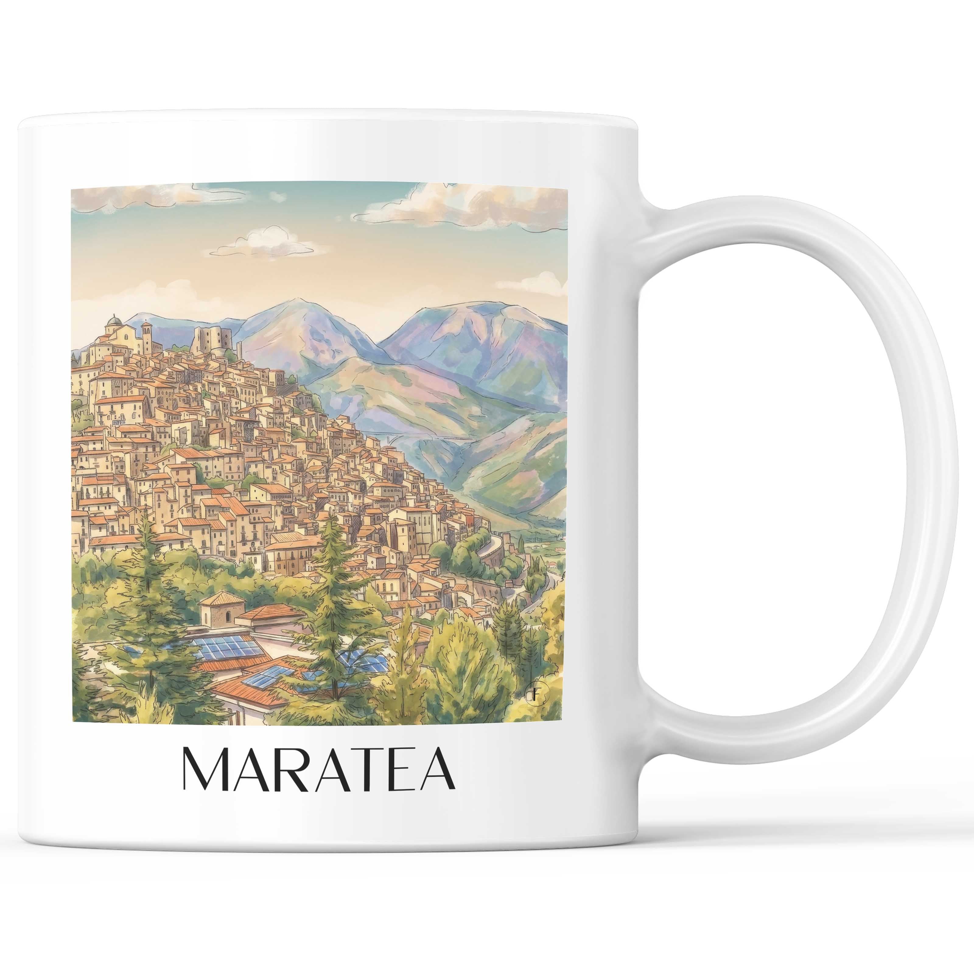Maratea Kaffeebecher - Basilikata - Italien Becher - Kaffeetasse im Aquarell Stil
