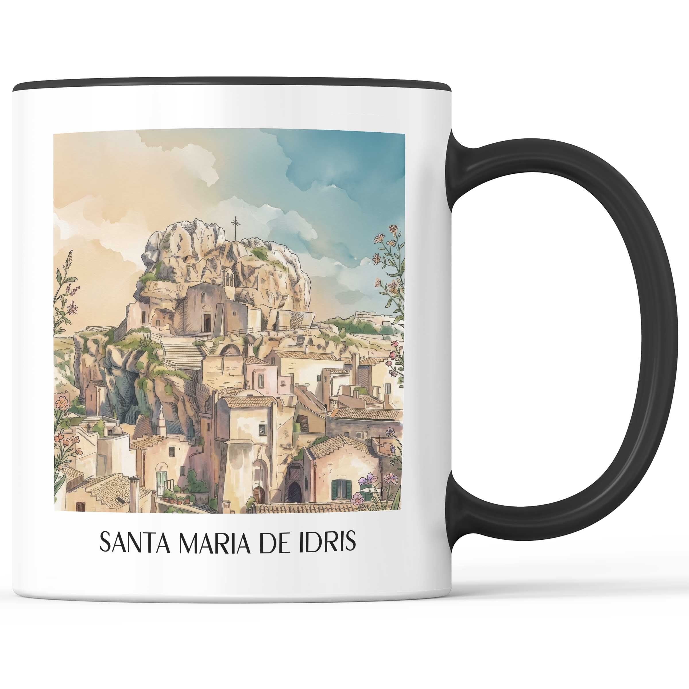 Santa Maria de Idris Kaffeebecher - Matera - Italien Becher - Kaffeetasse im Aquarell Stil
