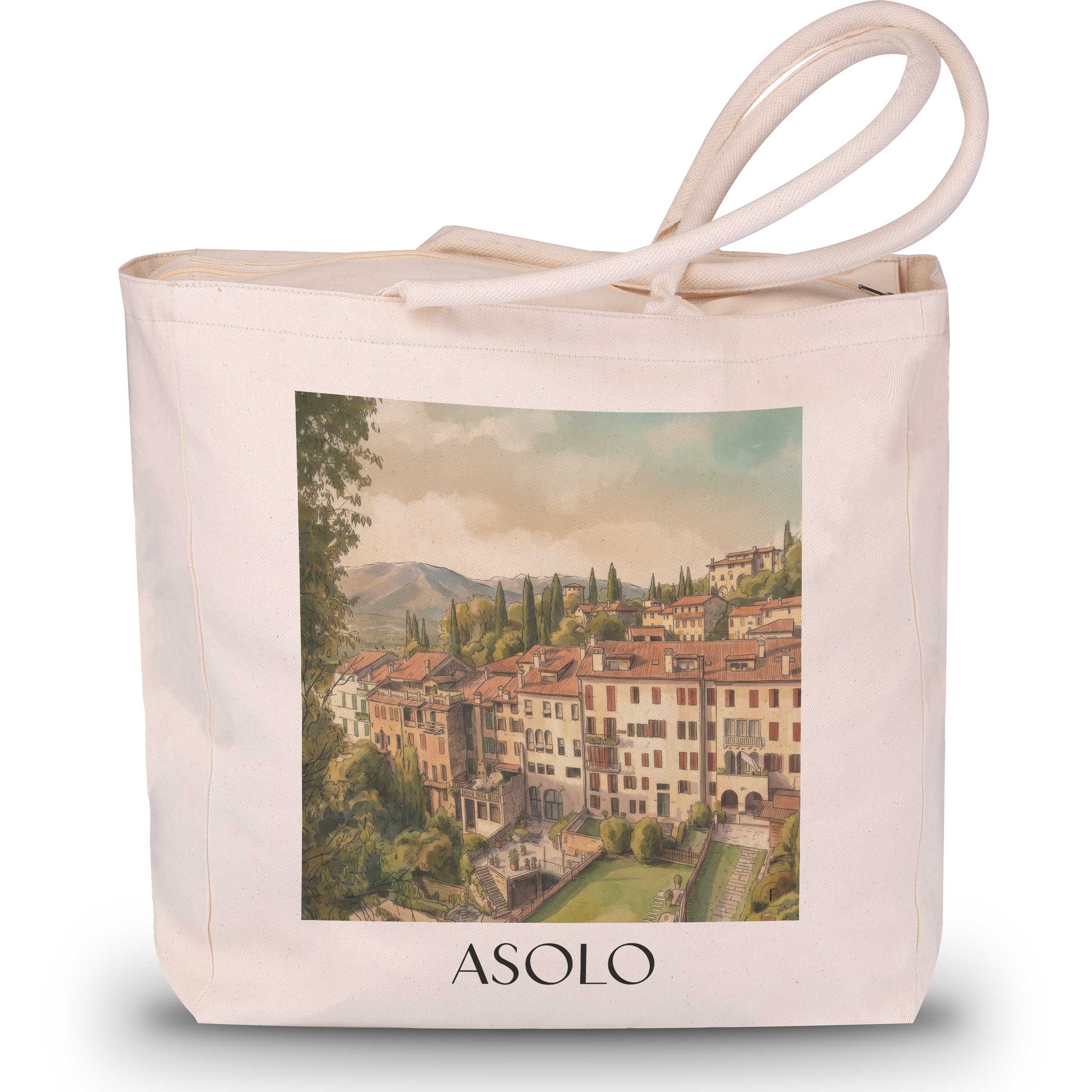 Asolo Shopping Tasche - Venetien - Italien Tote Bag - Einkaufstasche im Aquarell Stil