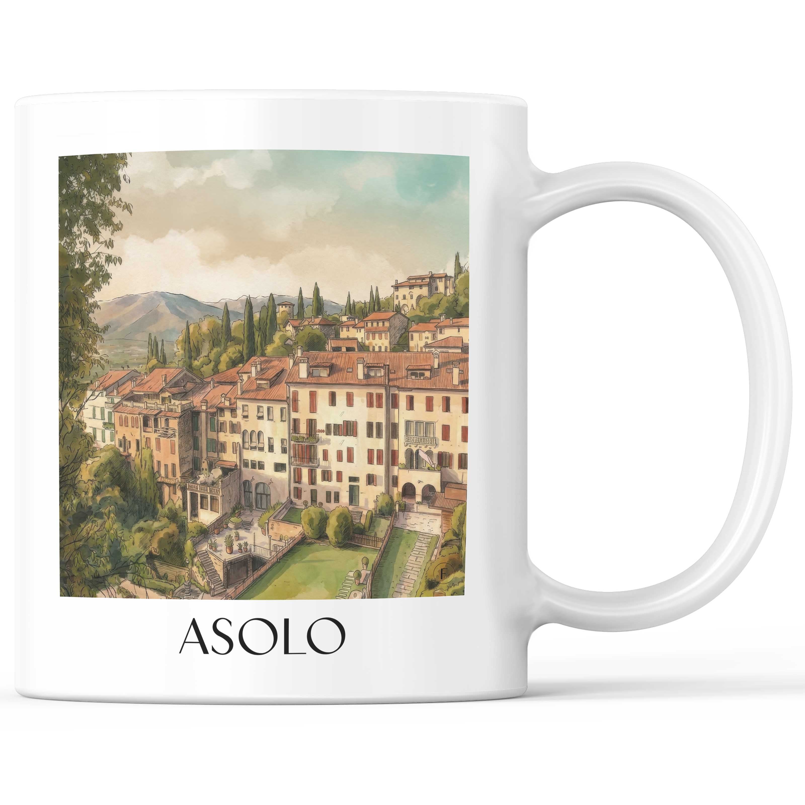 Asolo Kaffeebecher - Venetien - Italien Becher - Kaffeetasse im Aquarell Stil