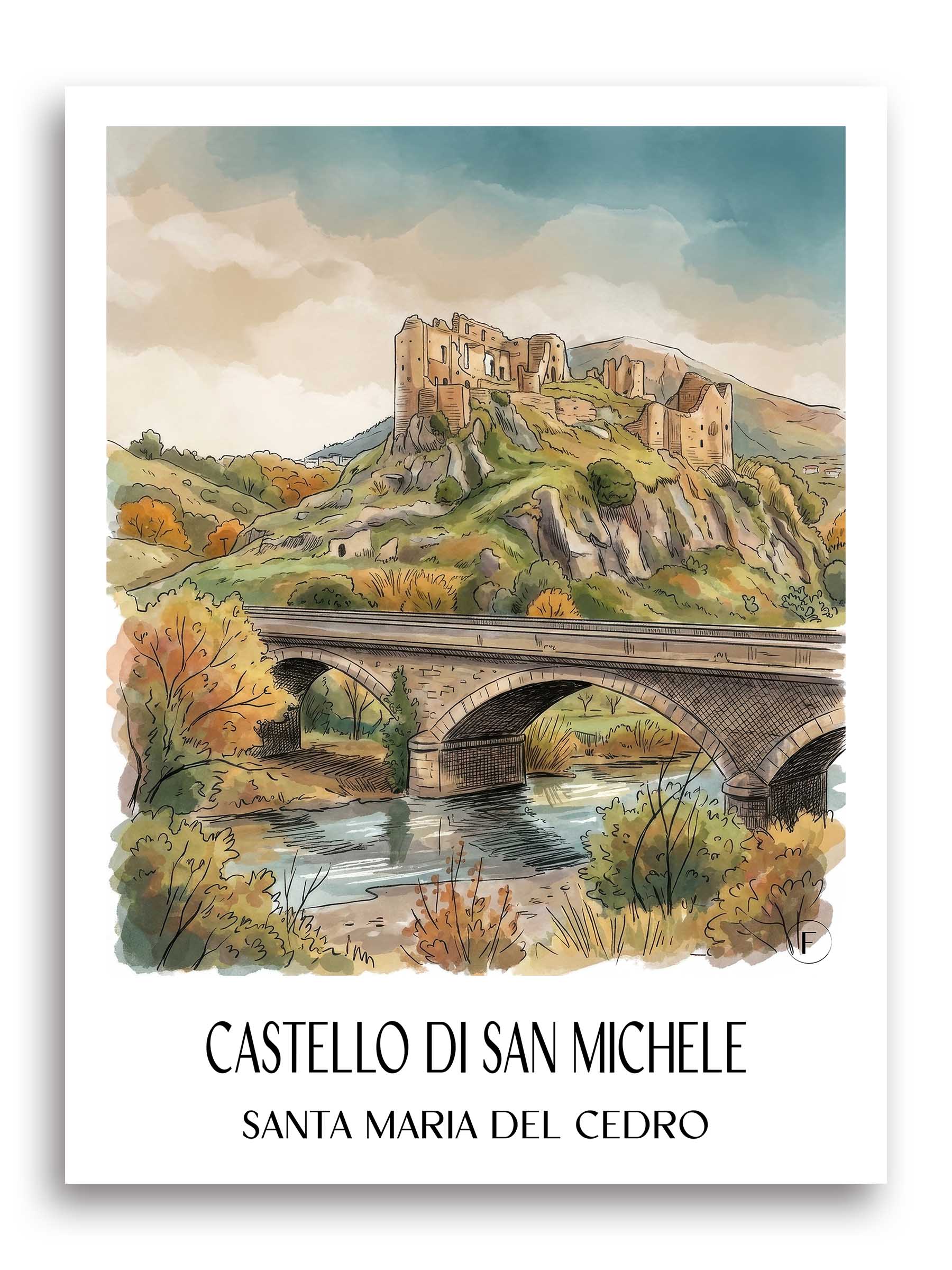 castello-di-san-michele-santa-maria-del-cedro-italien-poster-aquarell