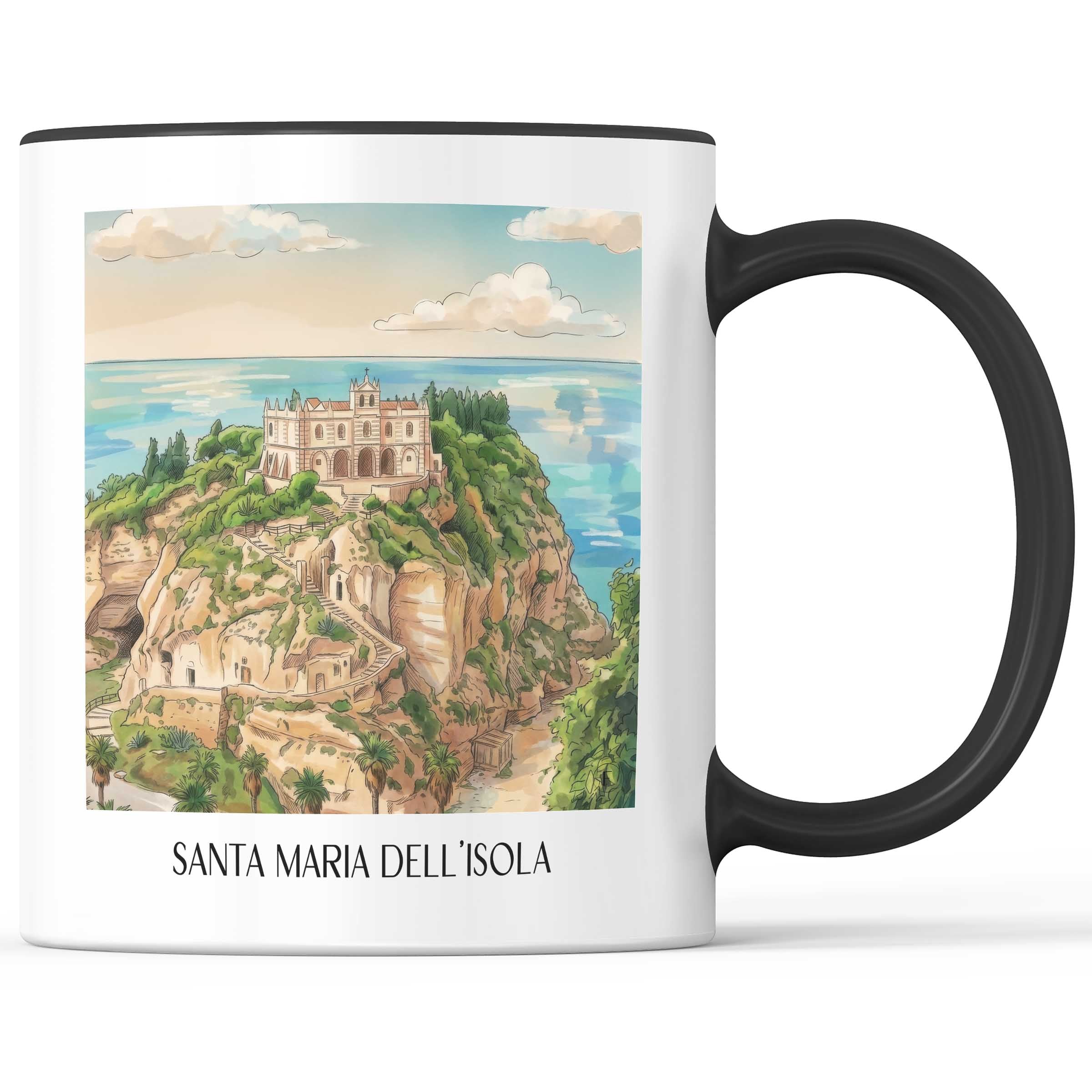 Santa Maria dell´Isola Kaffeebecher - Tropea - Italien Becher - Kaffeetasse im Aquarell Stil