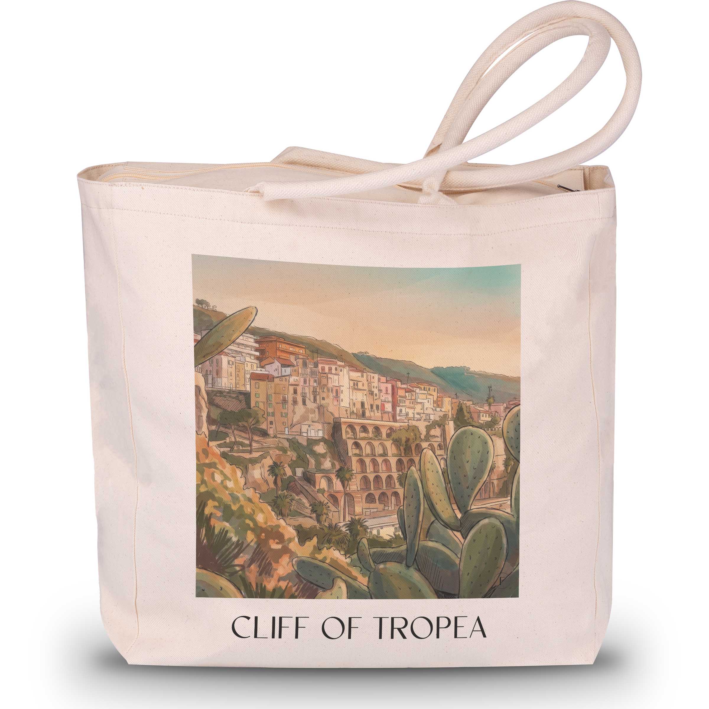 Klippe von Tropea Shopping Tasche - Kalabrien - Italien Tote Bag - Einkaufstasche im Aquarell Stil