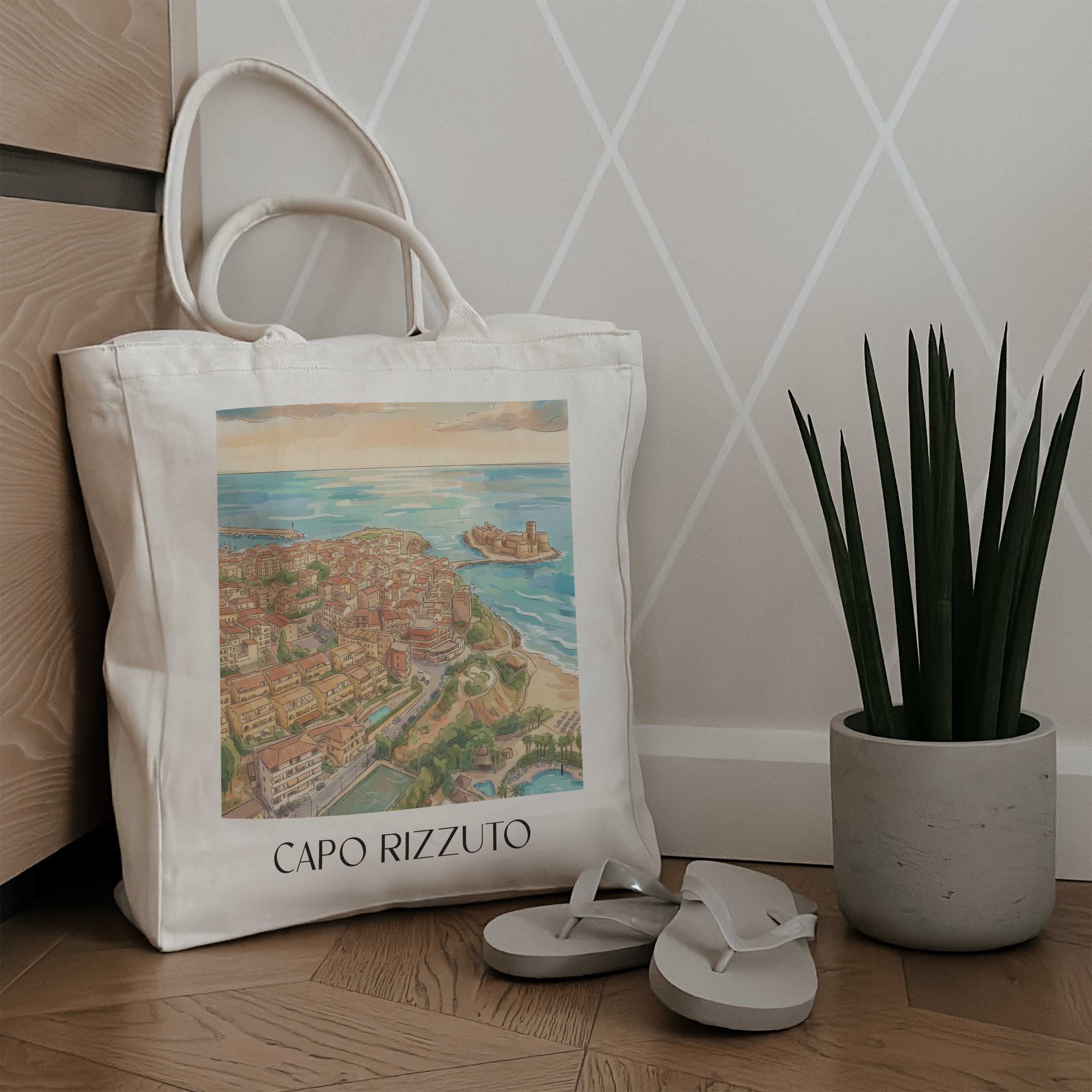 capo-rizzuto-kalabrien-italien-einkaufstasche-aquarell