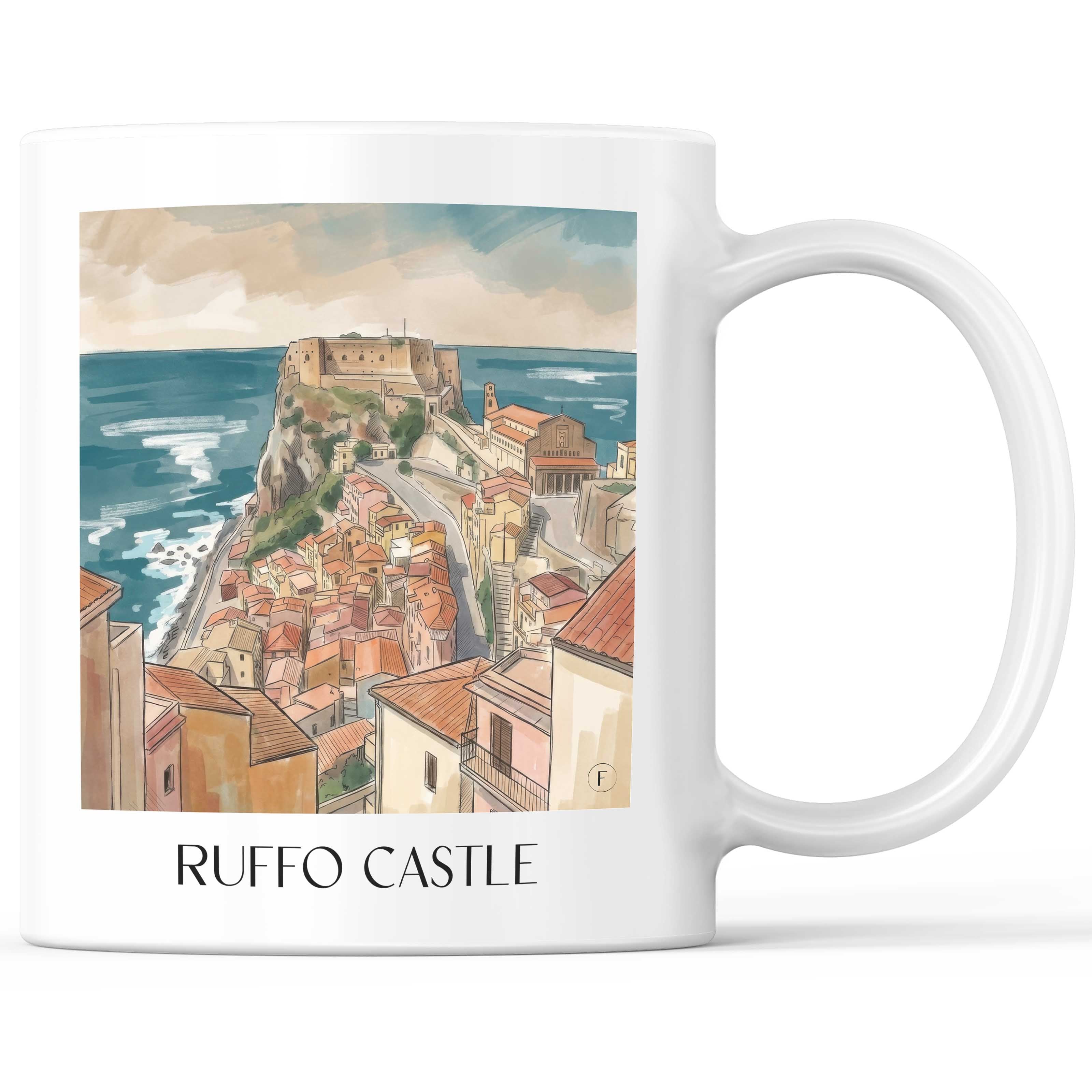 Burg Ruffo Kaffeebecher - Scilla - Italien Becher - Kaffeetasse im Aquarell Stil