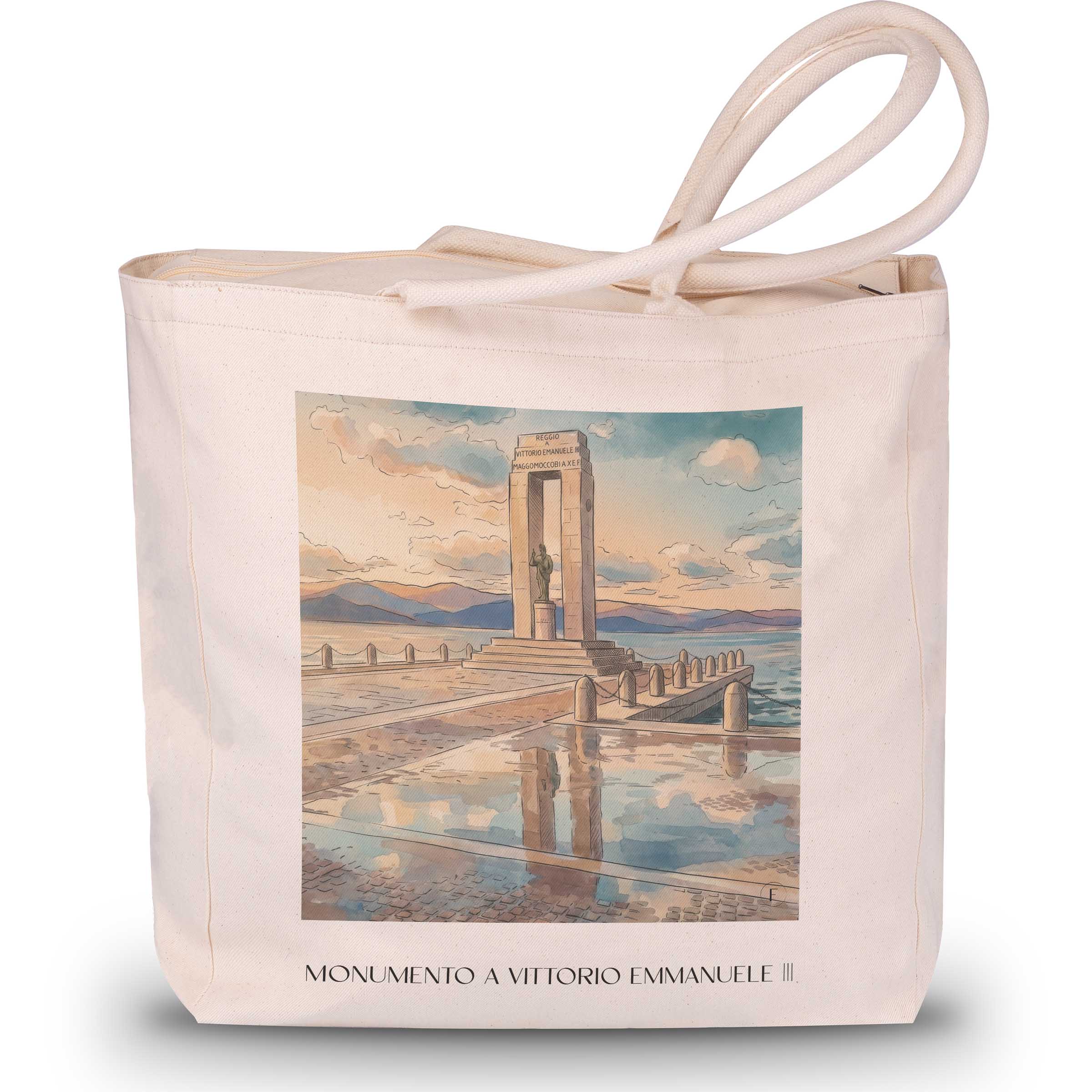 monumento-a-vittorio-emmanuele-iii-reggio-calabria-italien-einkaufstasche-aquarell