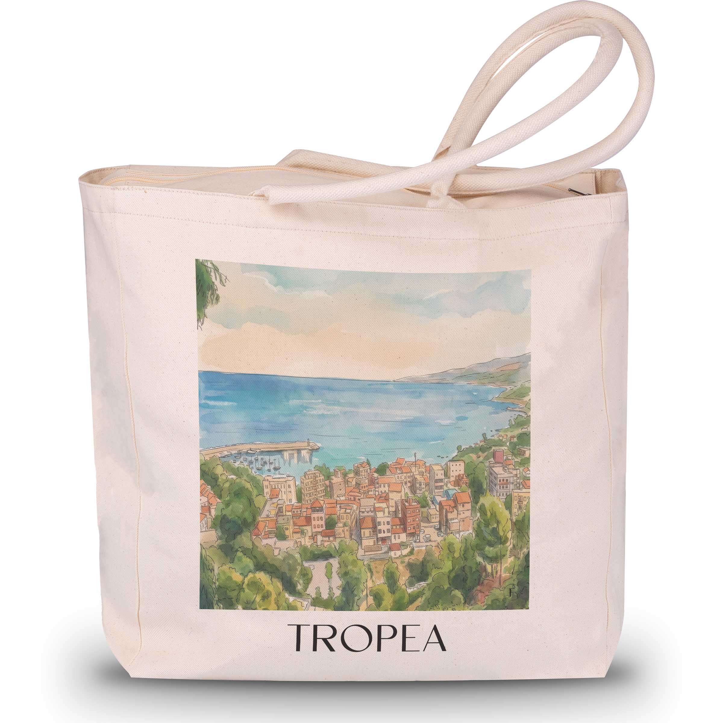 Tropea Shopping Tasche - Kalabrien - Italien Tote Bag - Einkaufstasche im Aquarell Stil