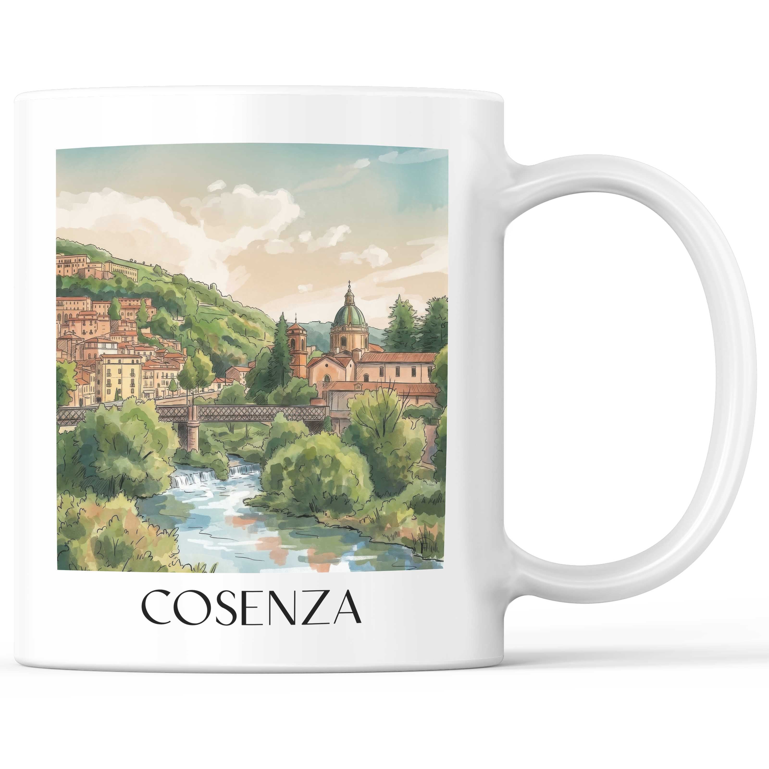 Cosenza Kaffeebecher - Kalabrien - Italien Becher - Kaffeetasse im Aquarell Stil