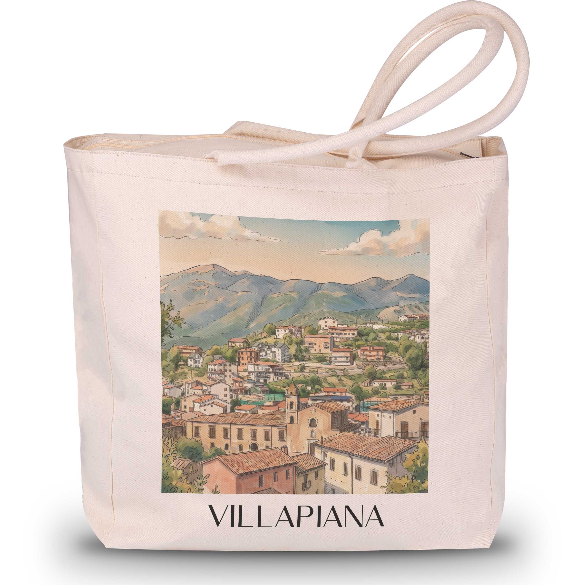 Villapiana Shopping Tasche - Kalabrien - Italien Tote Bag - Einkaufstasche im Aquarell Stil