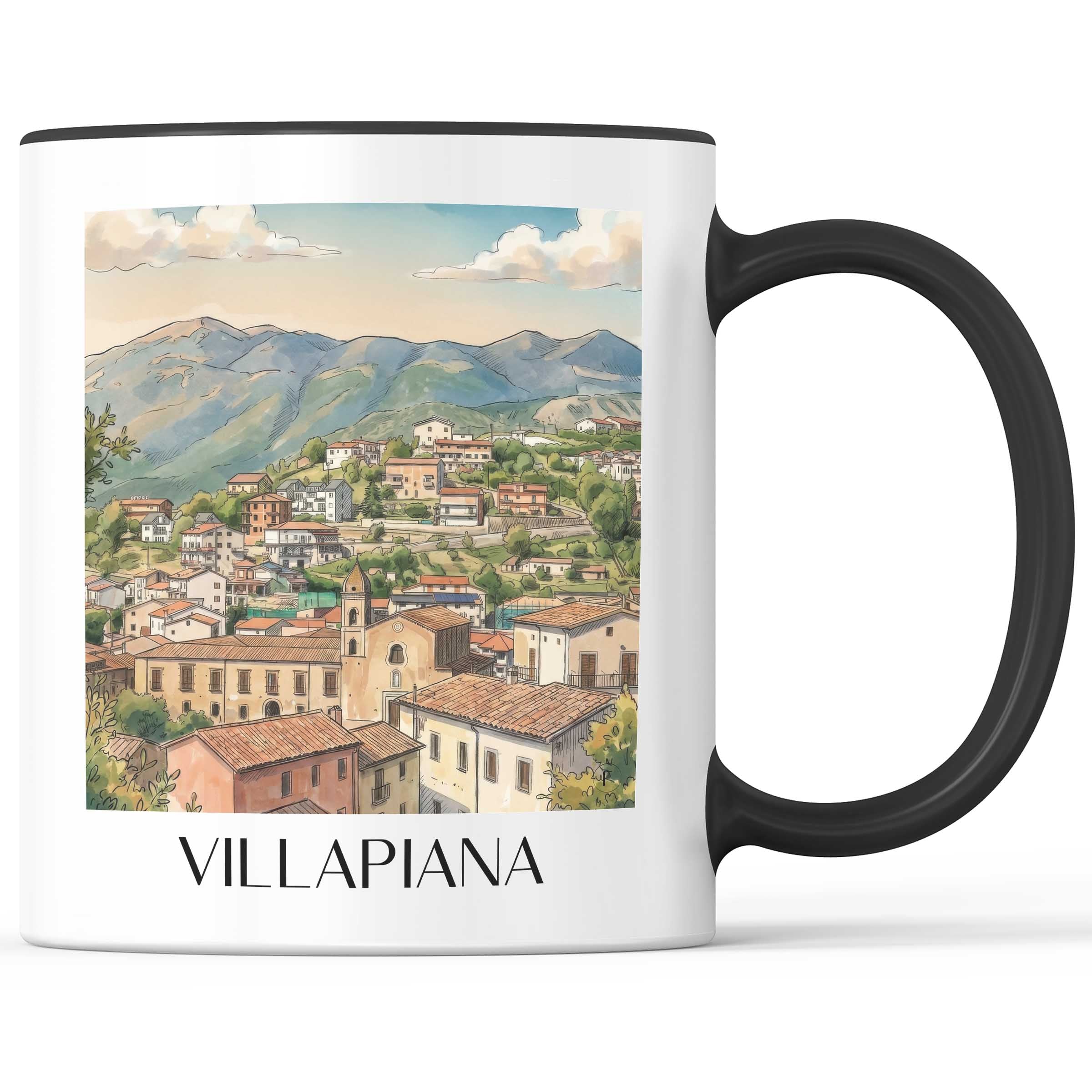 Villapiana Kaffeebecher - Kalabrien - Italien Becher - Kaffeetasse im Aquarell Stil