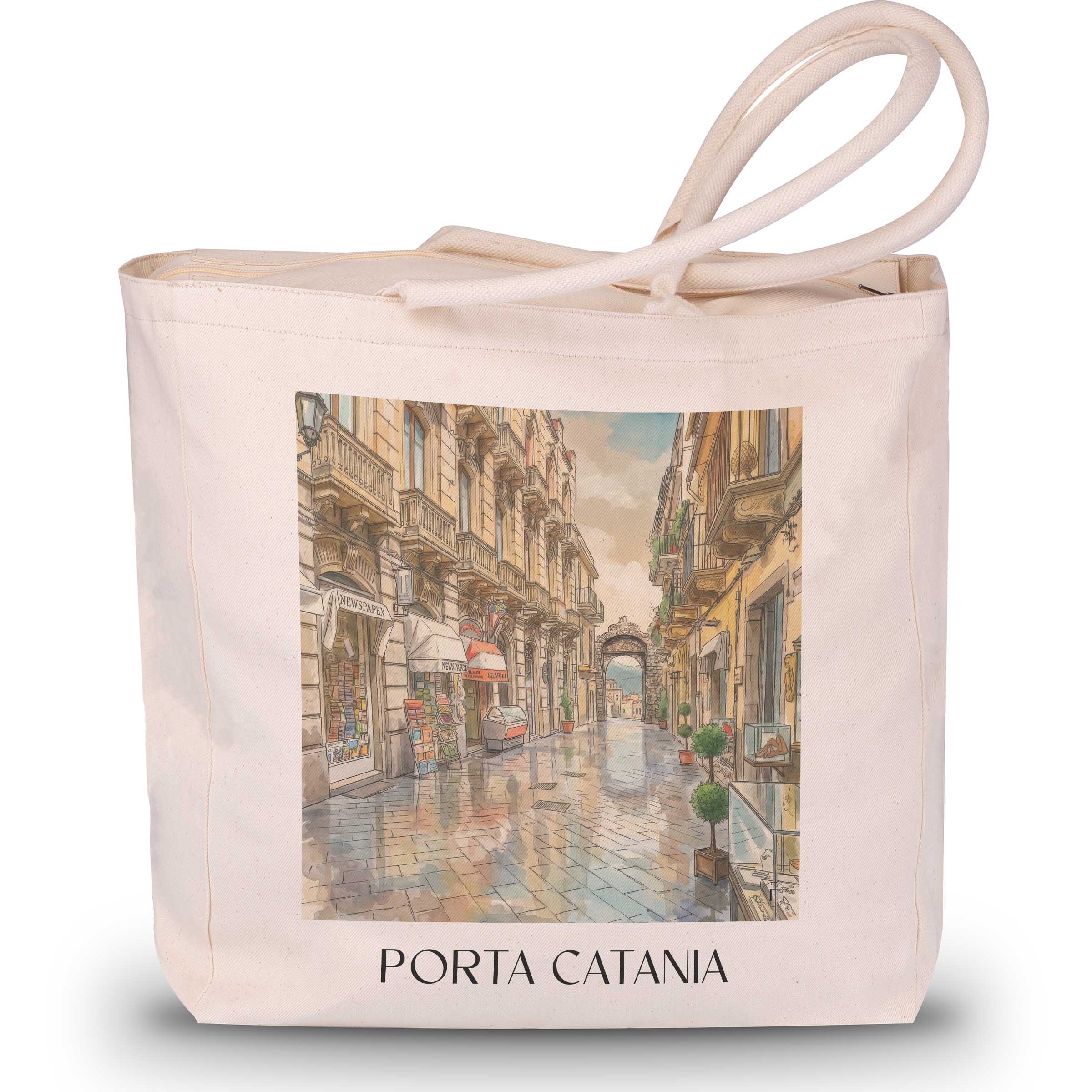 porta-catania-taormina-italien-einkaufstasche-aquarell