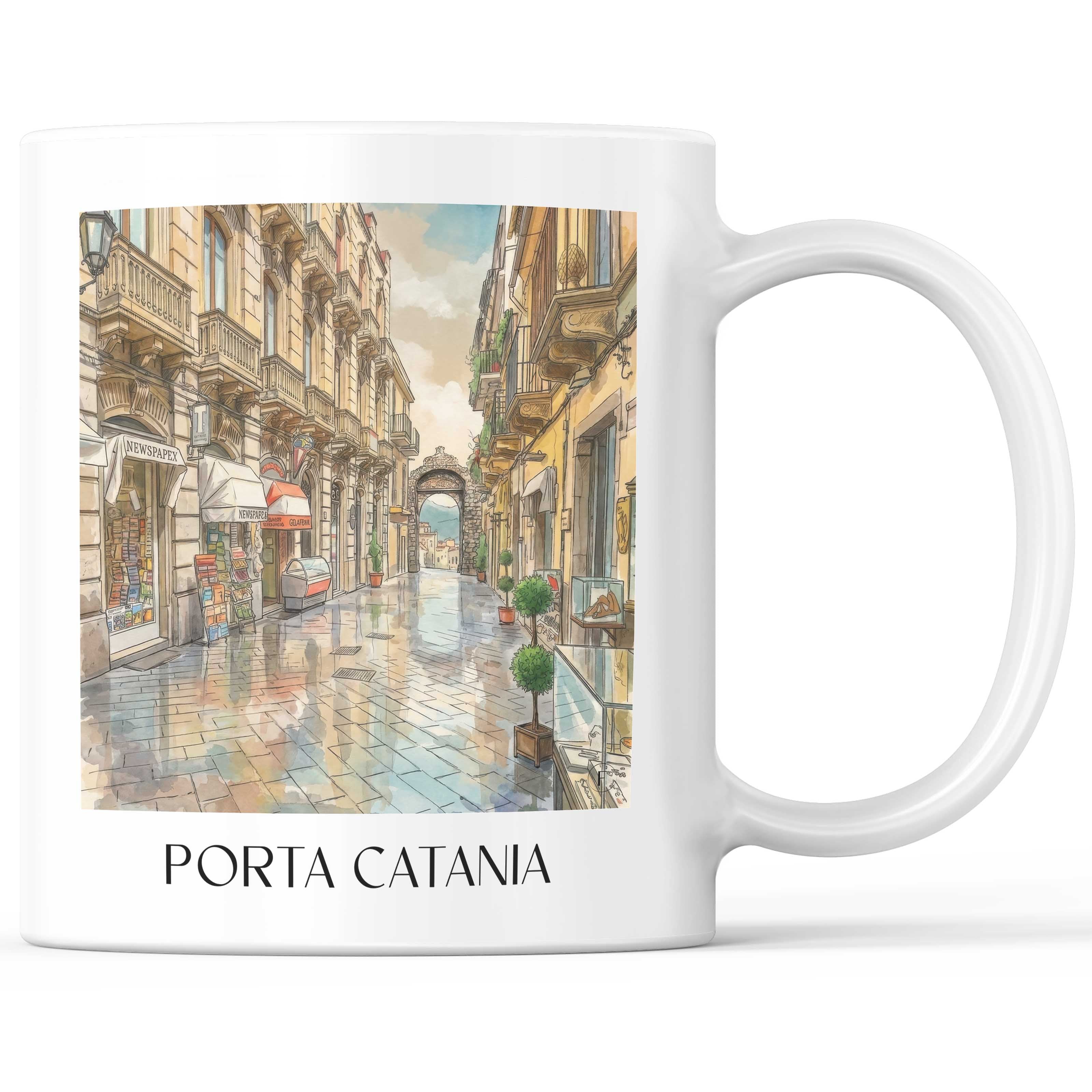 porta-catania-taormina-italien-kaffeebecher-aquarell