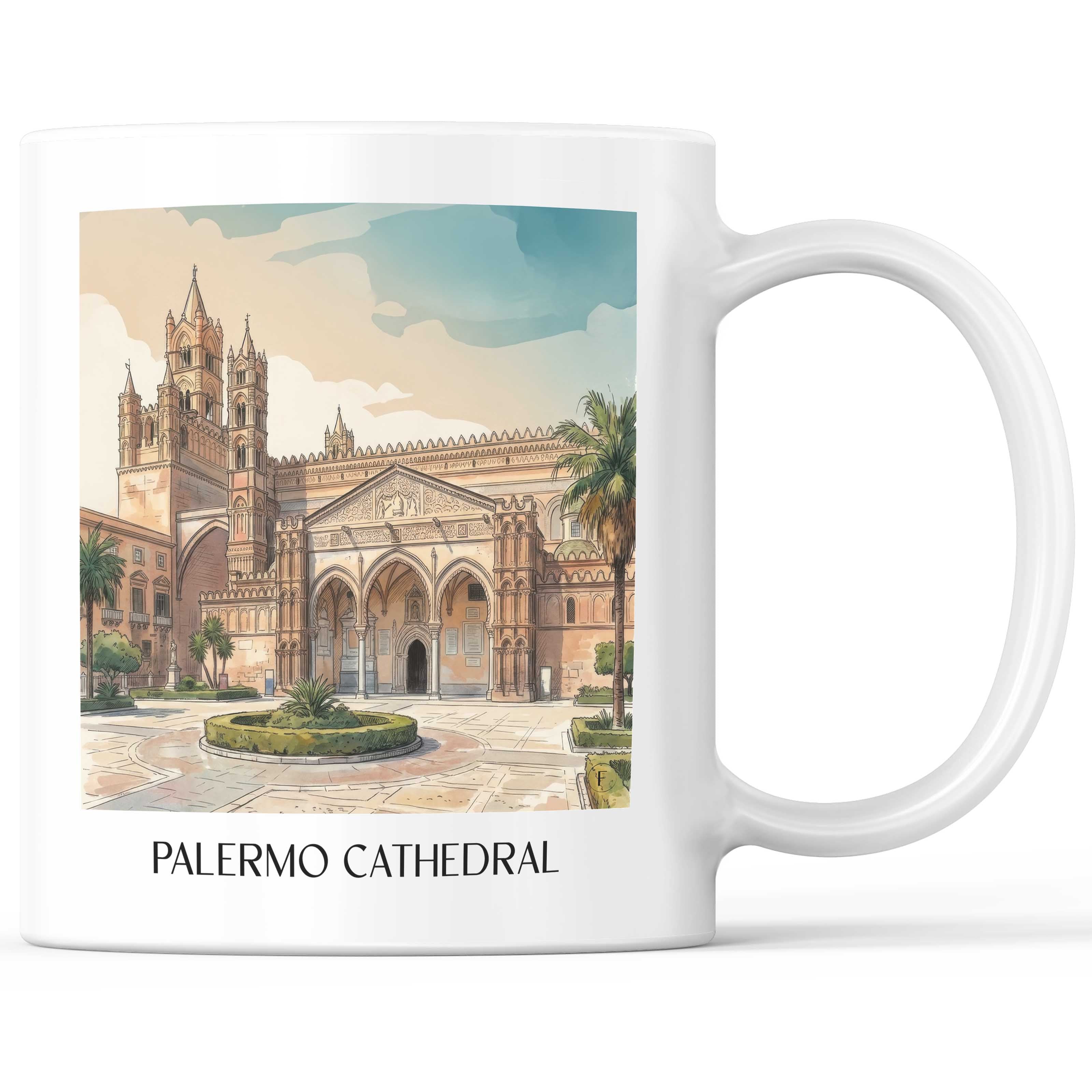 Kathedrale von Palermo Kaffeebecher - Sizilien - Italien Becher - Kaffeetasse im Aquarell Stil