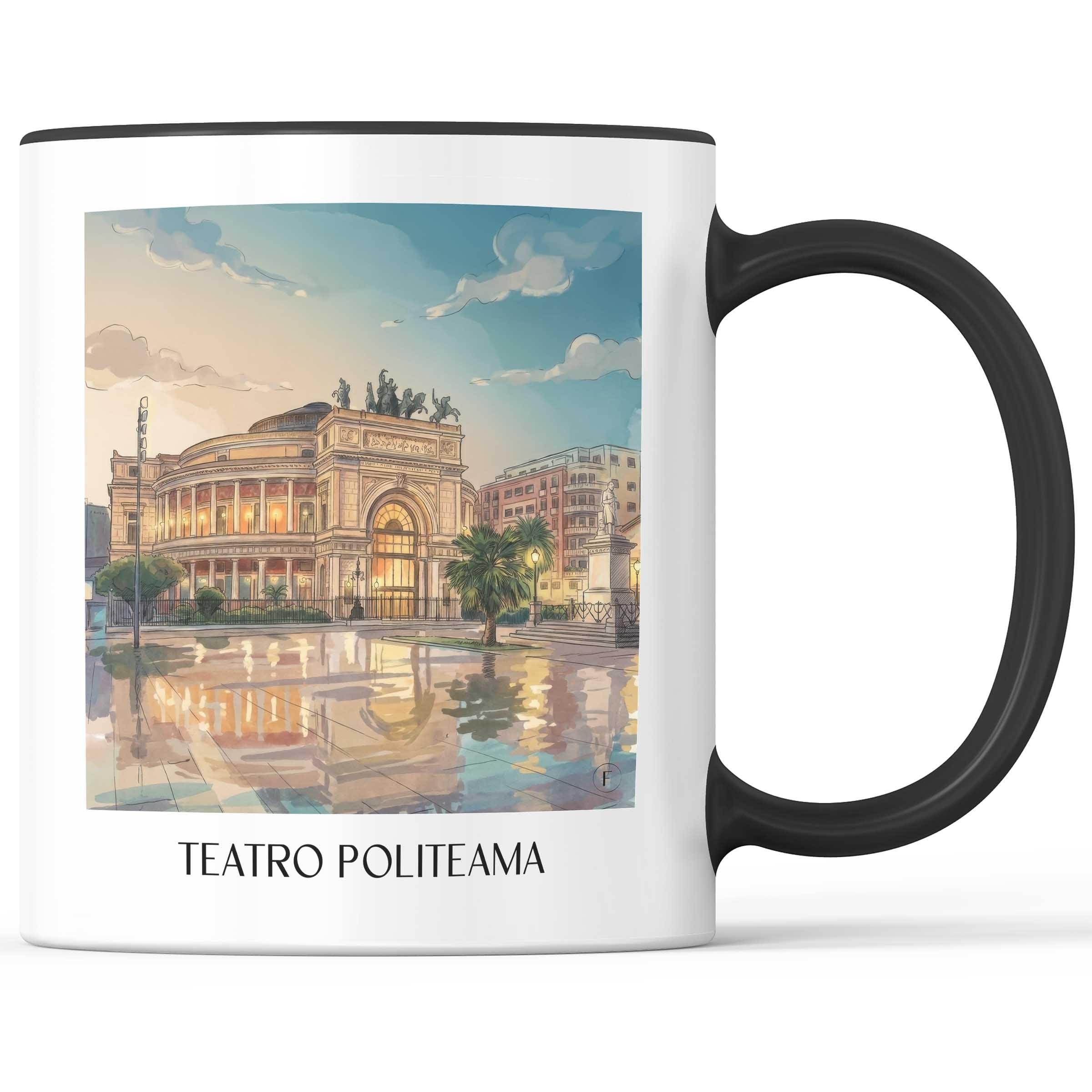 Teatro Politeama Kaffeebecher - Palermo - Italien Becher - Kaffeetasse im Aquarell Stil