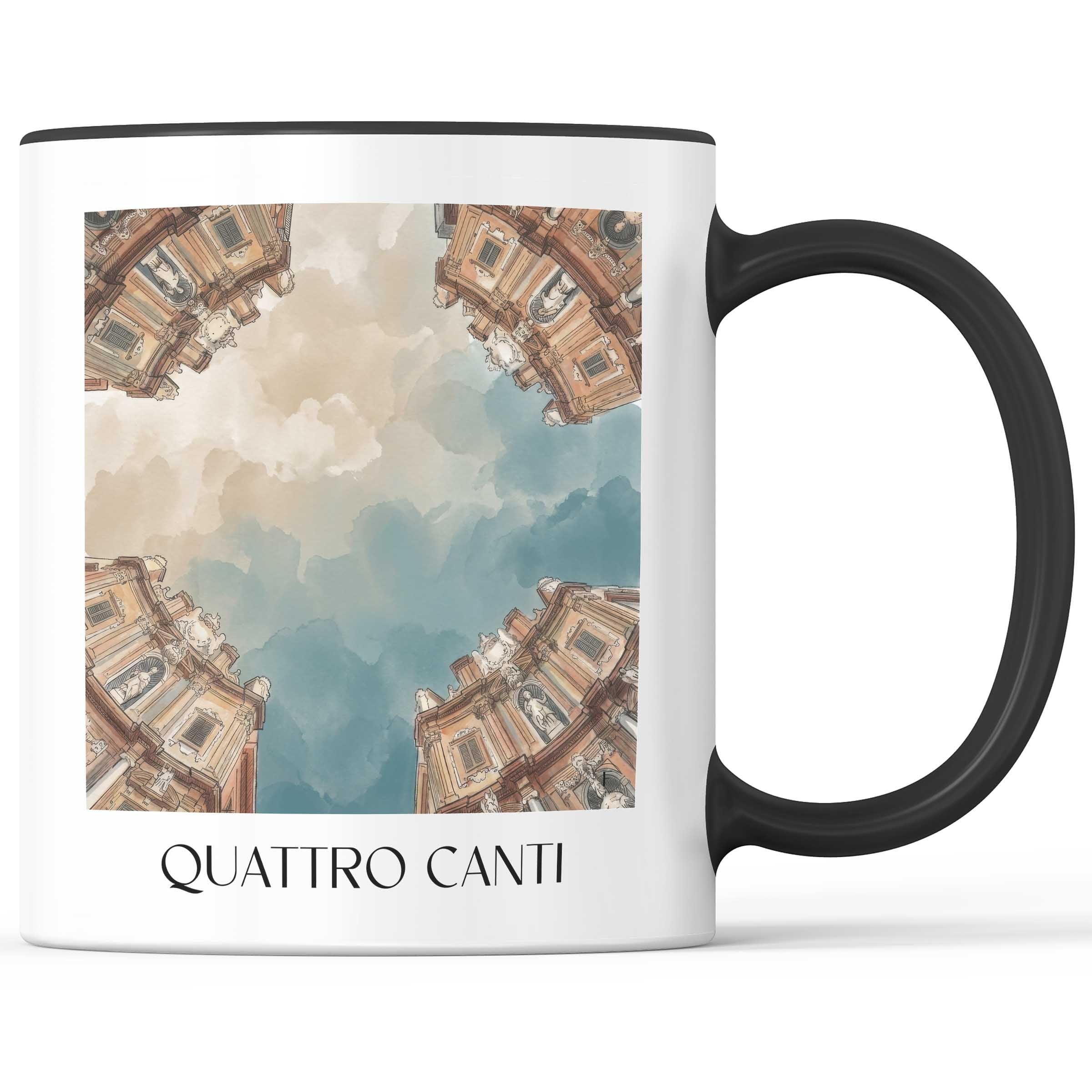Quattro Canti Kaffeebecher - Palermo - Italien Becher - Kaffeetasse im Aquarell Stil