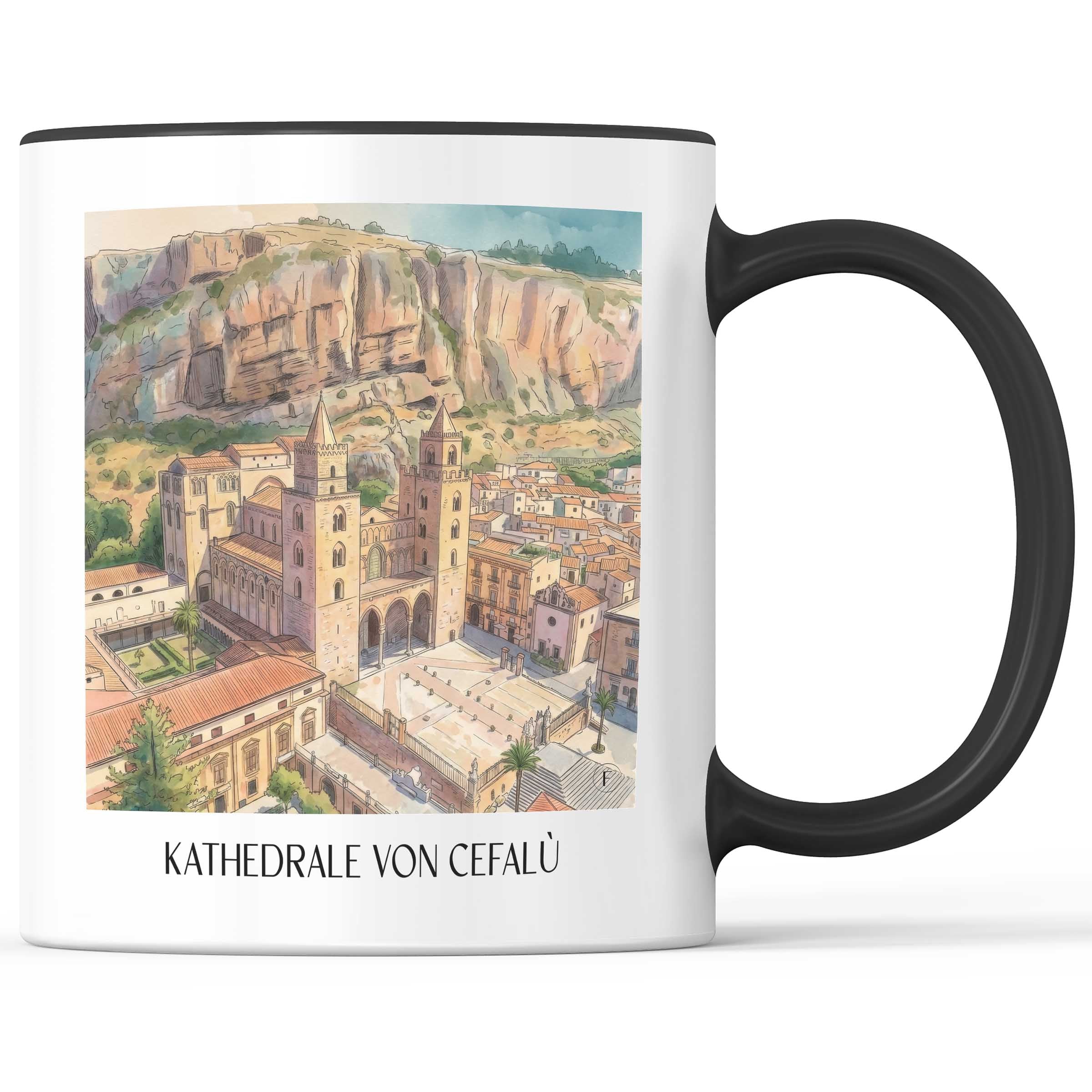 kathedrale-von-cefalù-sizilien-italien-kaffeebecher-aquarell