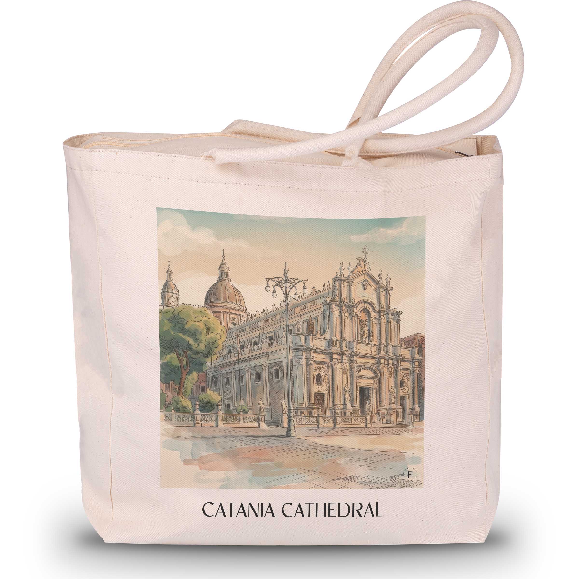 Kathedrale von Catania Shopping Tasche - Sizilien - Italien Tote Bag - Einkaufstasche im Aquarell Stil