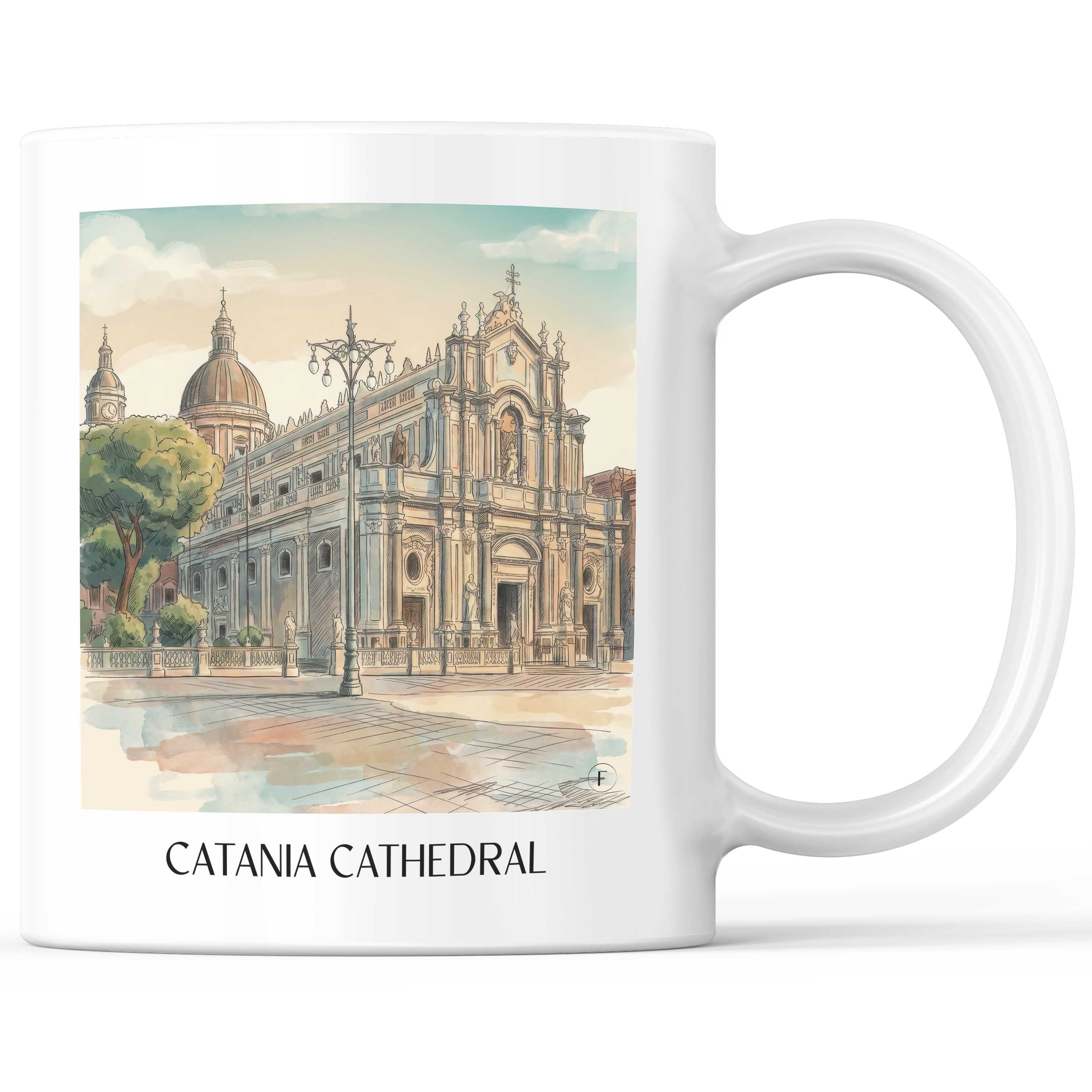 Kathedrale von Catania Kaffeebecher - Sizilien - Italien Becher - Kaffeetasse im Aquarell Stil