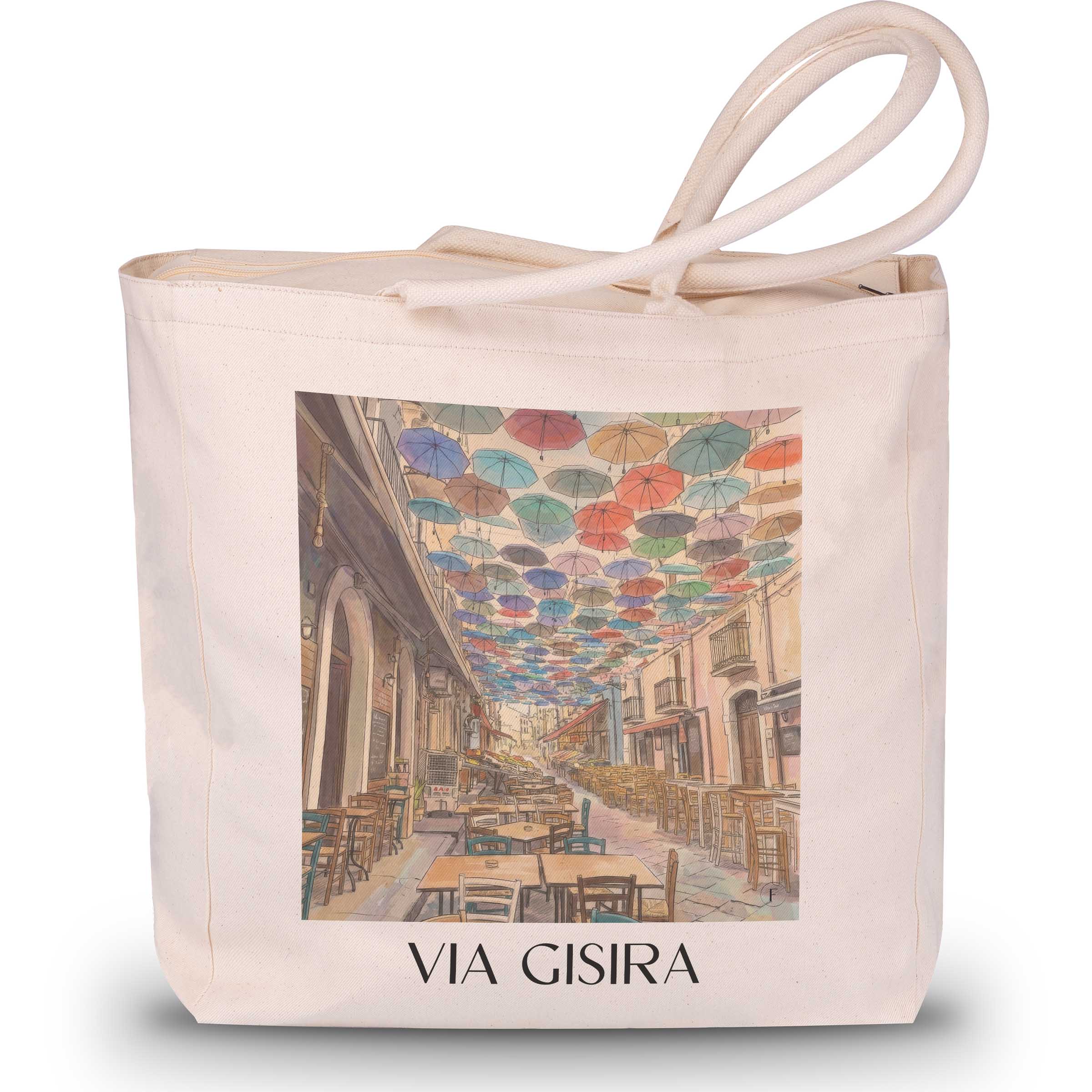 Via Gisira Shopping Tasche - Catania - Italien Tote Bag - Einkaufstasche im Aquarell Stil