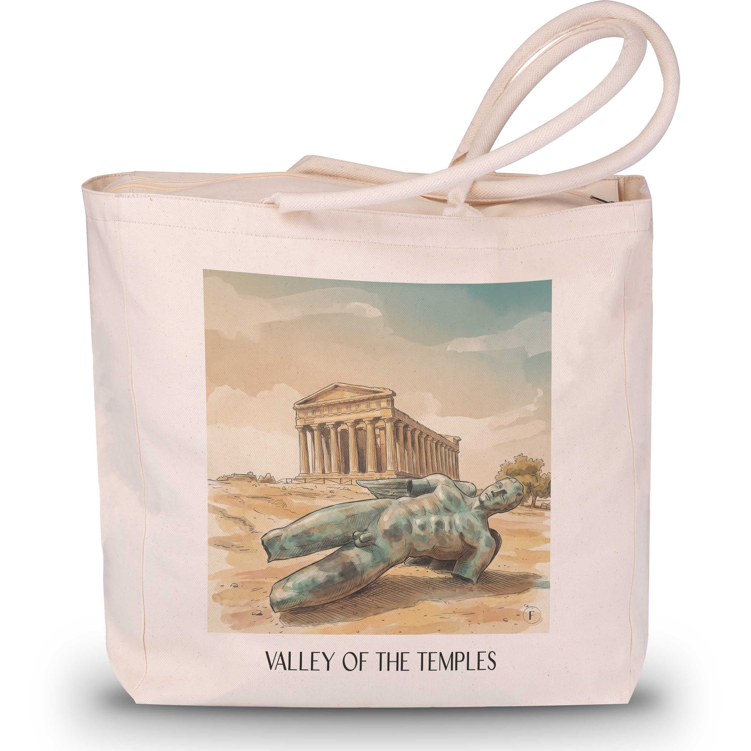 Tal der Tempel Shopping Tasche - Sizilien - Italien Tote Bag - Einkaufstasche im Aquarell Stil