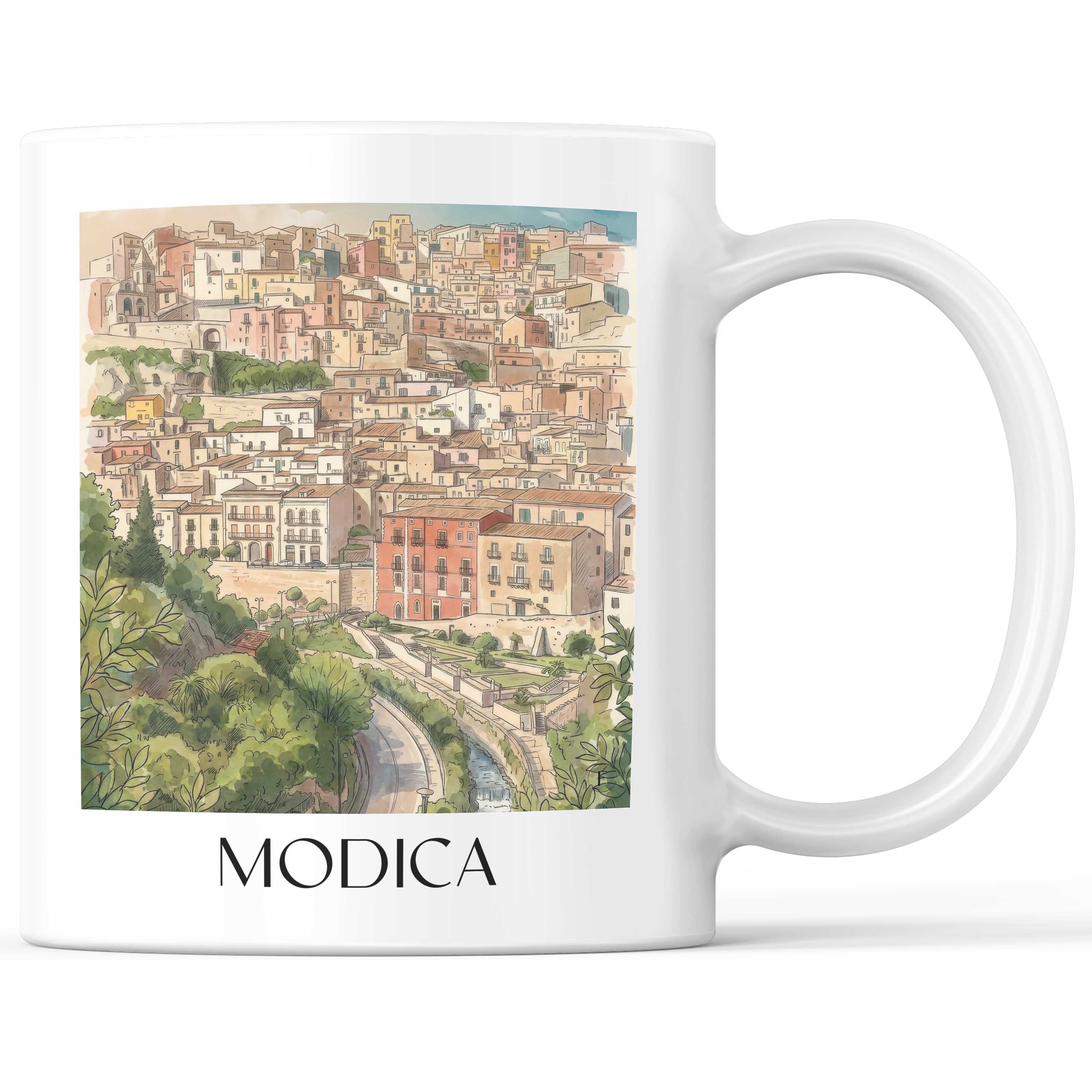 modica--sizilien-italien-kaffeebecher-aquarell